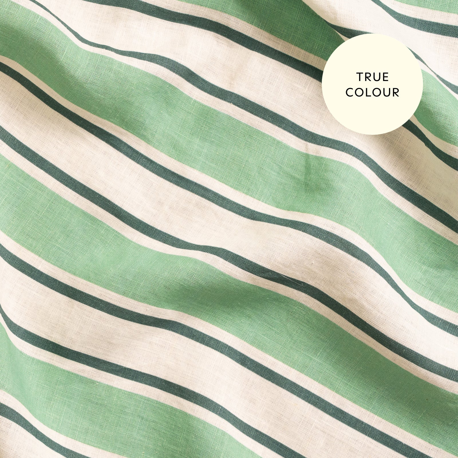 French Flax Linen Table Cloth in Green Stripe - Image 12