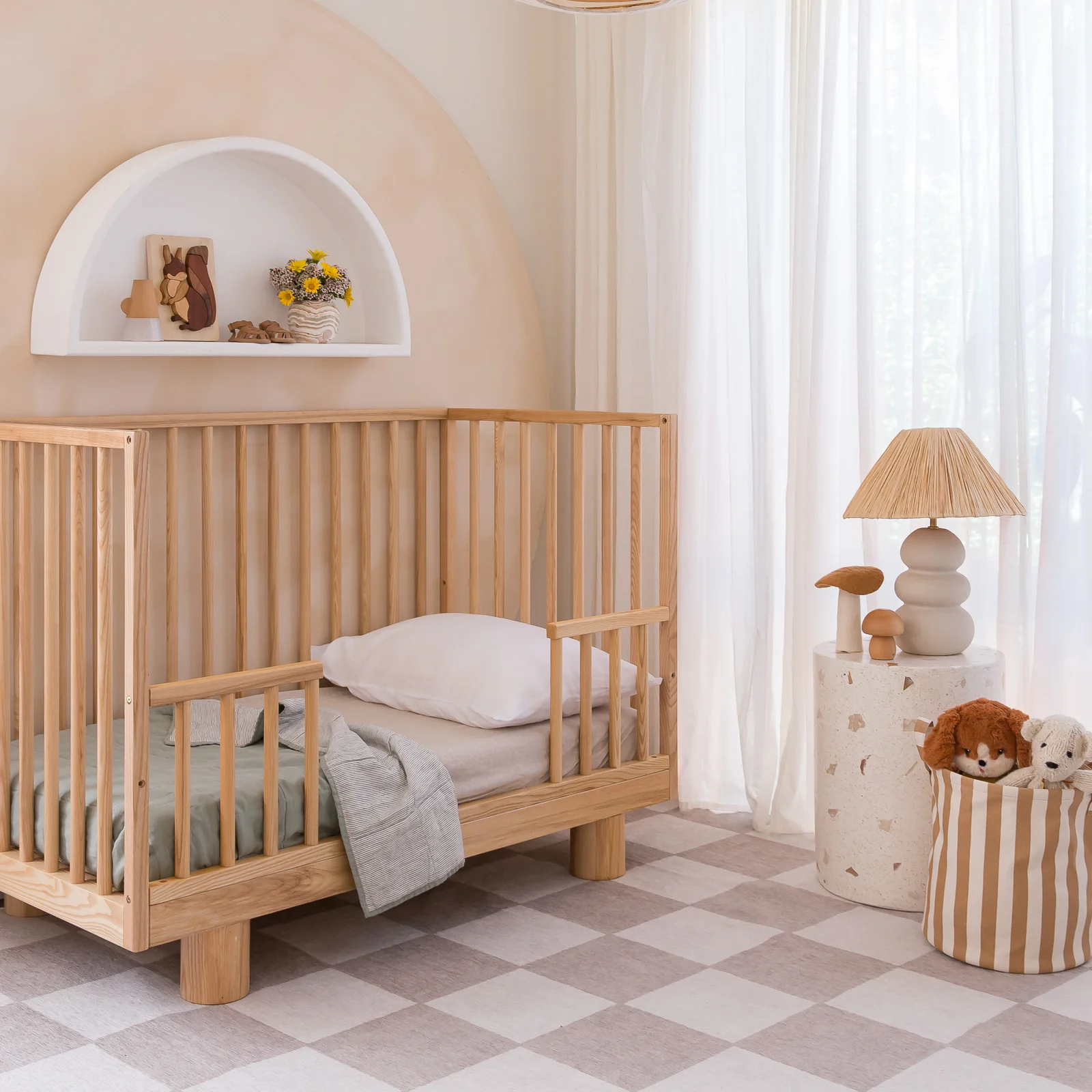 French Flax Linen Cot Sheet in Natural - Image 5