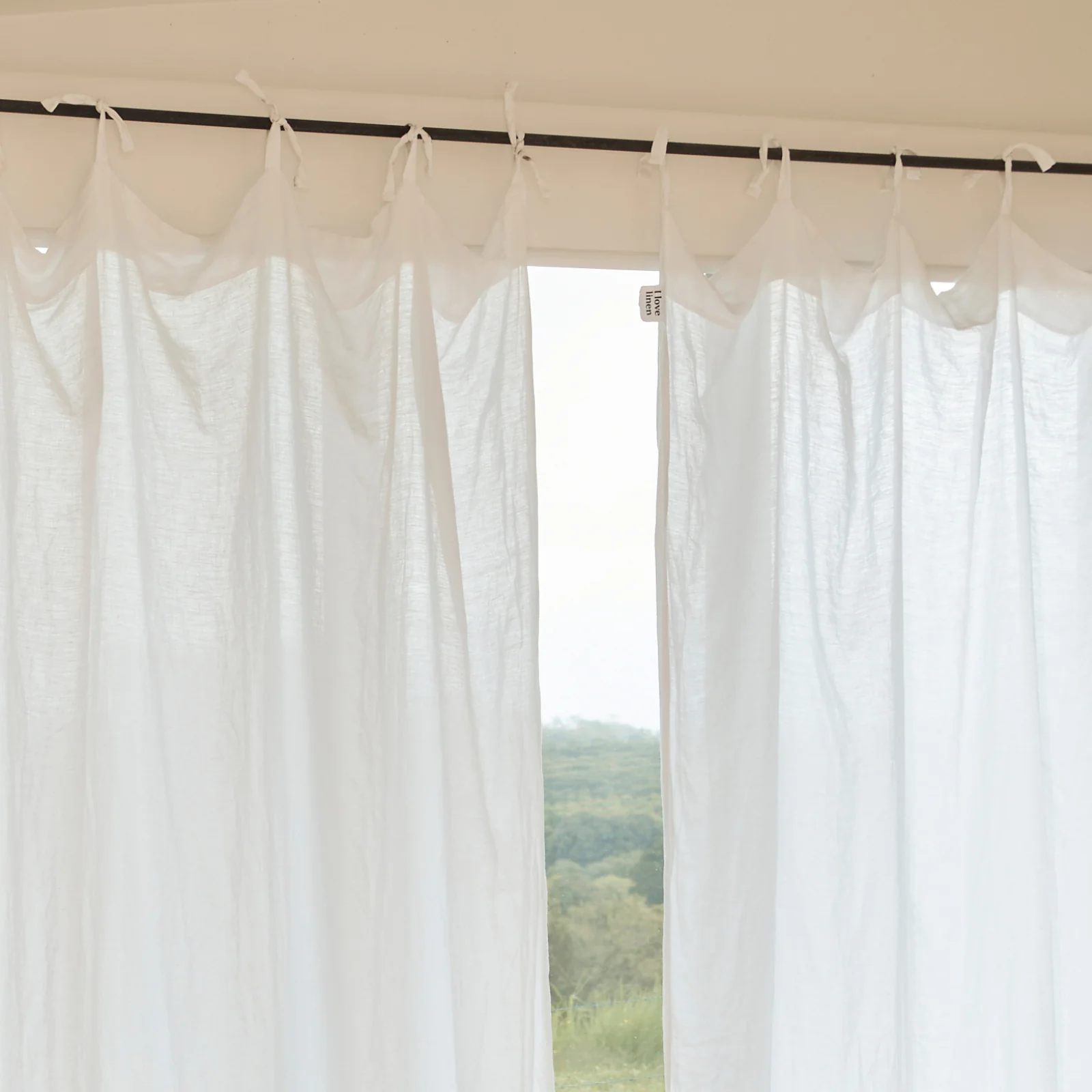 French Flax Linen Curtain Set in White - Image 4
