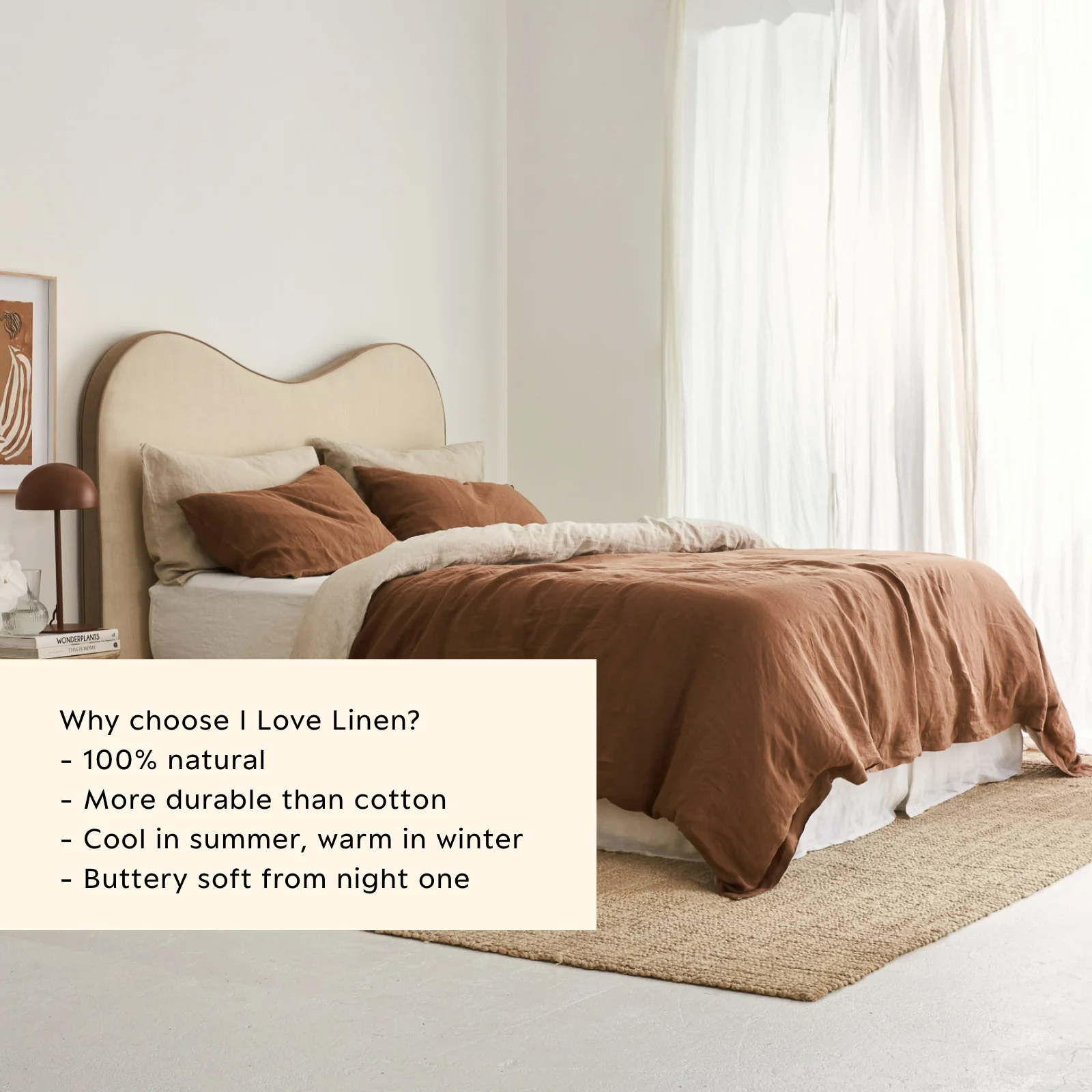 French Flax Linen Double Sided Quilt Cover in Hazelnut/Natural - Image 5