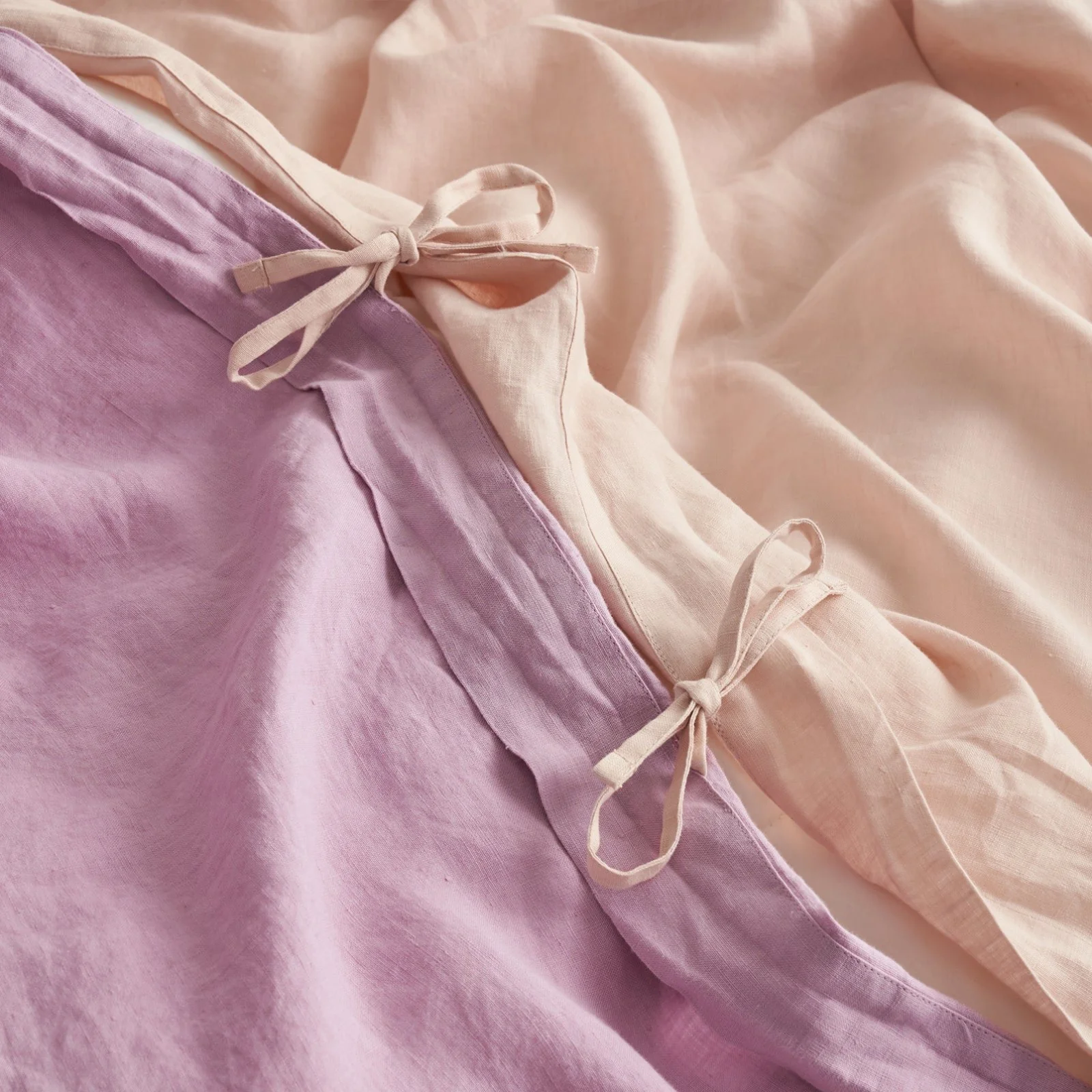 French Flax Linen Double Sided Quilt Cover in Lilac/Blush - Image 8