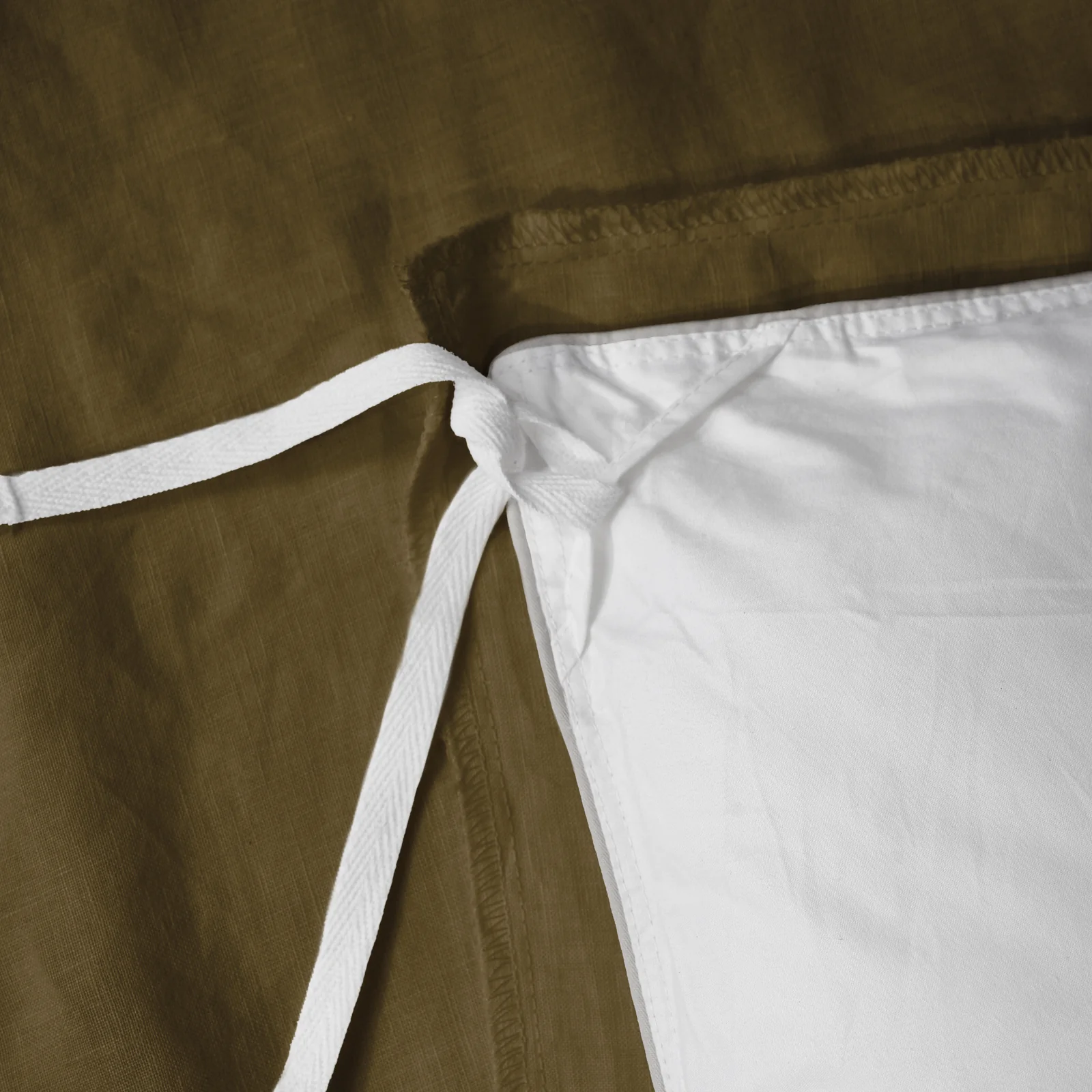 French Flax Linen Double Sided Quilt Cover in Olive/Olive Stripe - Image 15