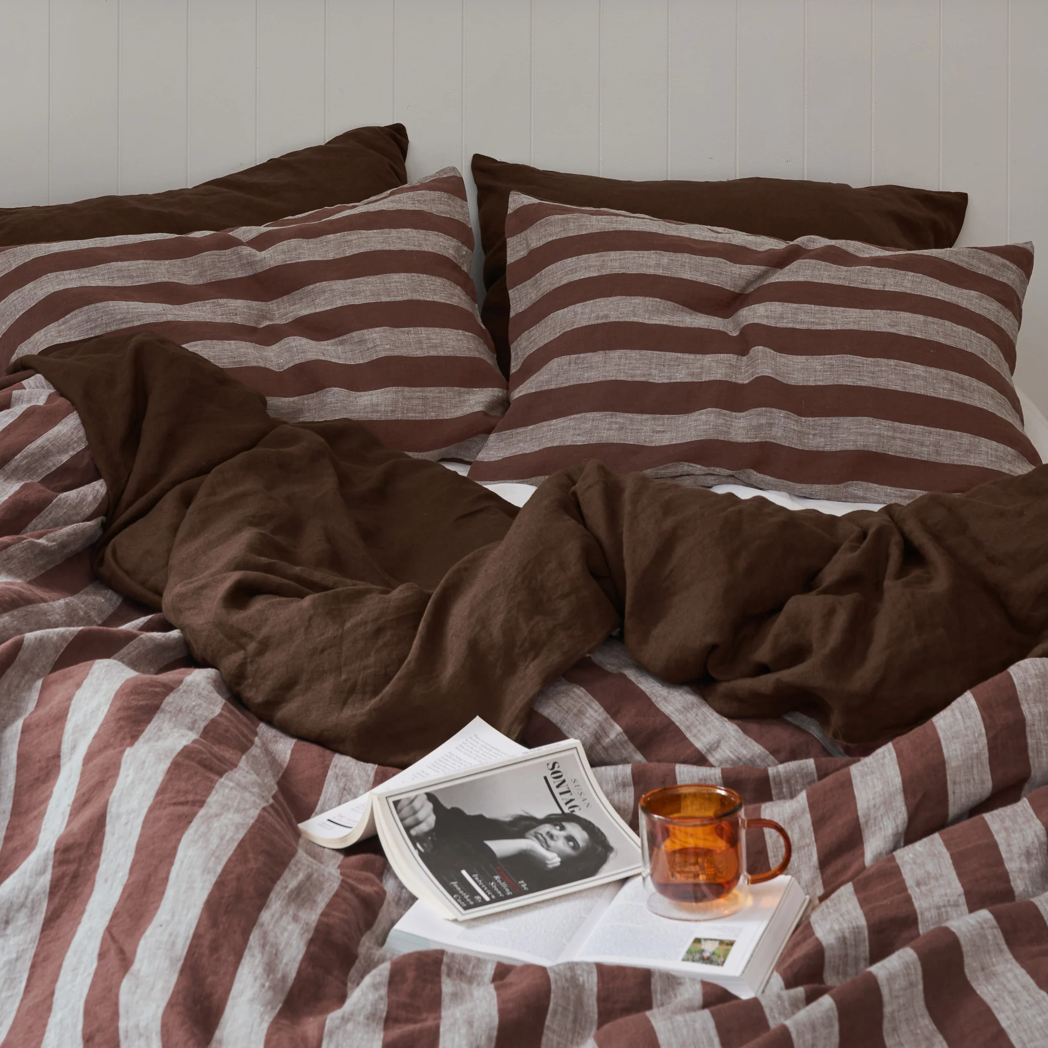 Standard Pillowcase Set in Chocolate Stripe - Image 10