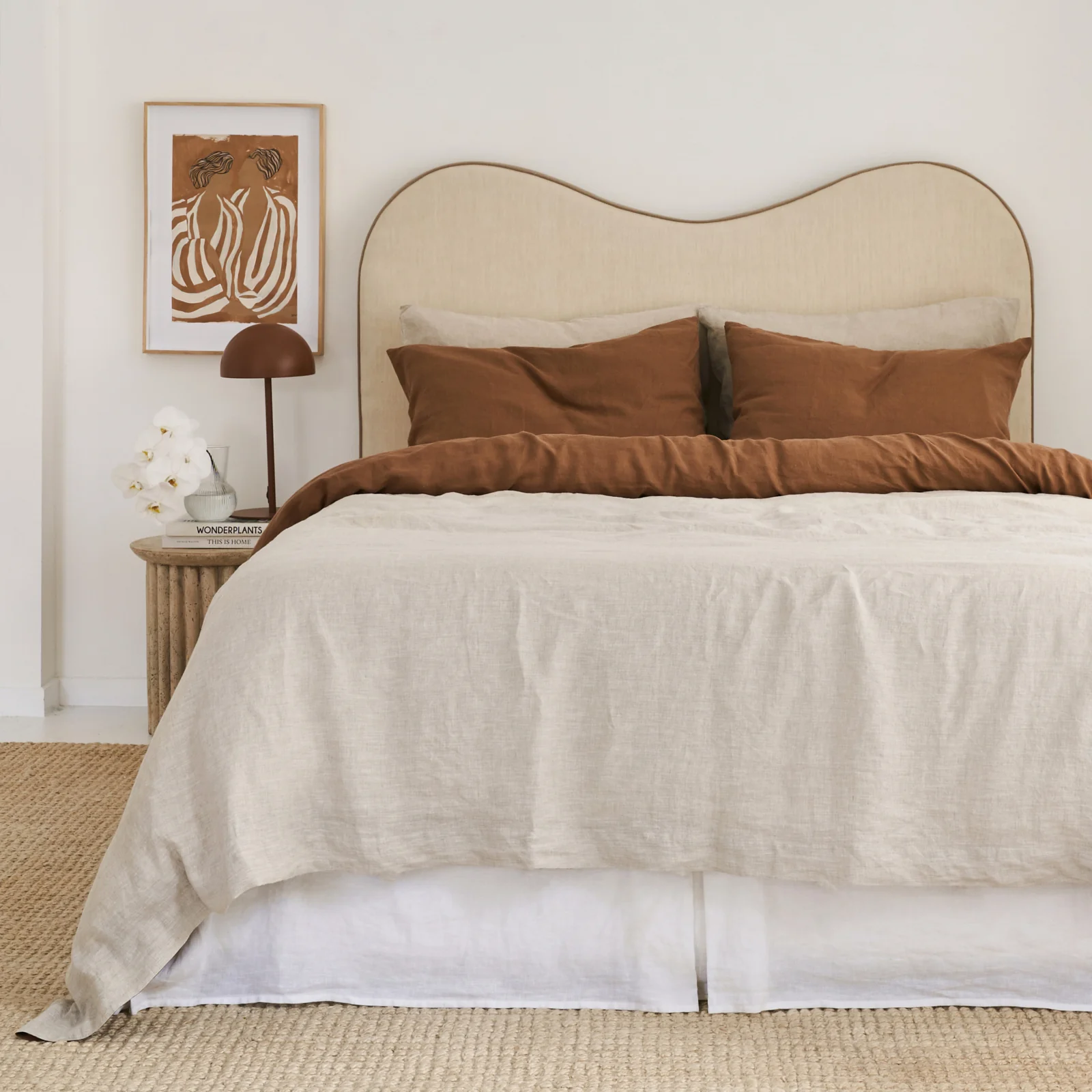 French Flax Linen Double Sided Quilt Cover Set in Hazelnut/Natural - Image 2