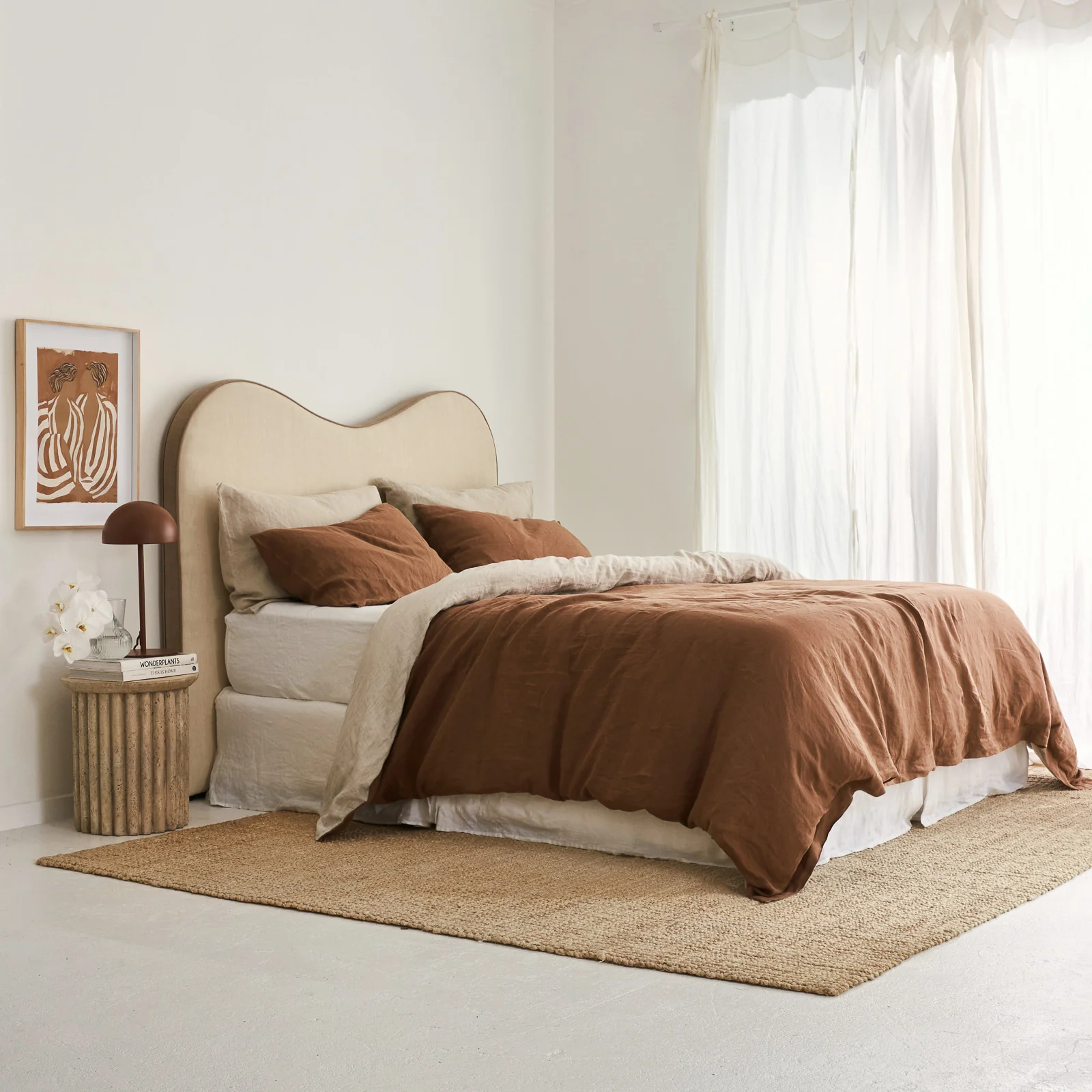 French Flax Linen Double Sided Quilt Cover Set in Hazelnut/Natural - Image 9
