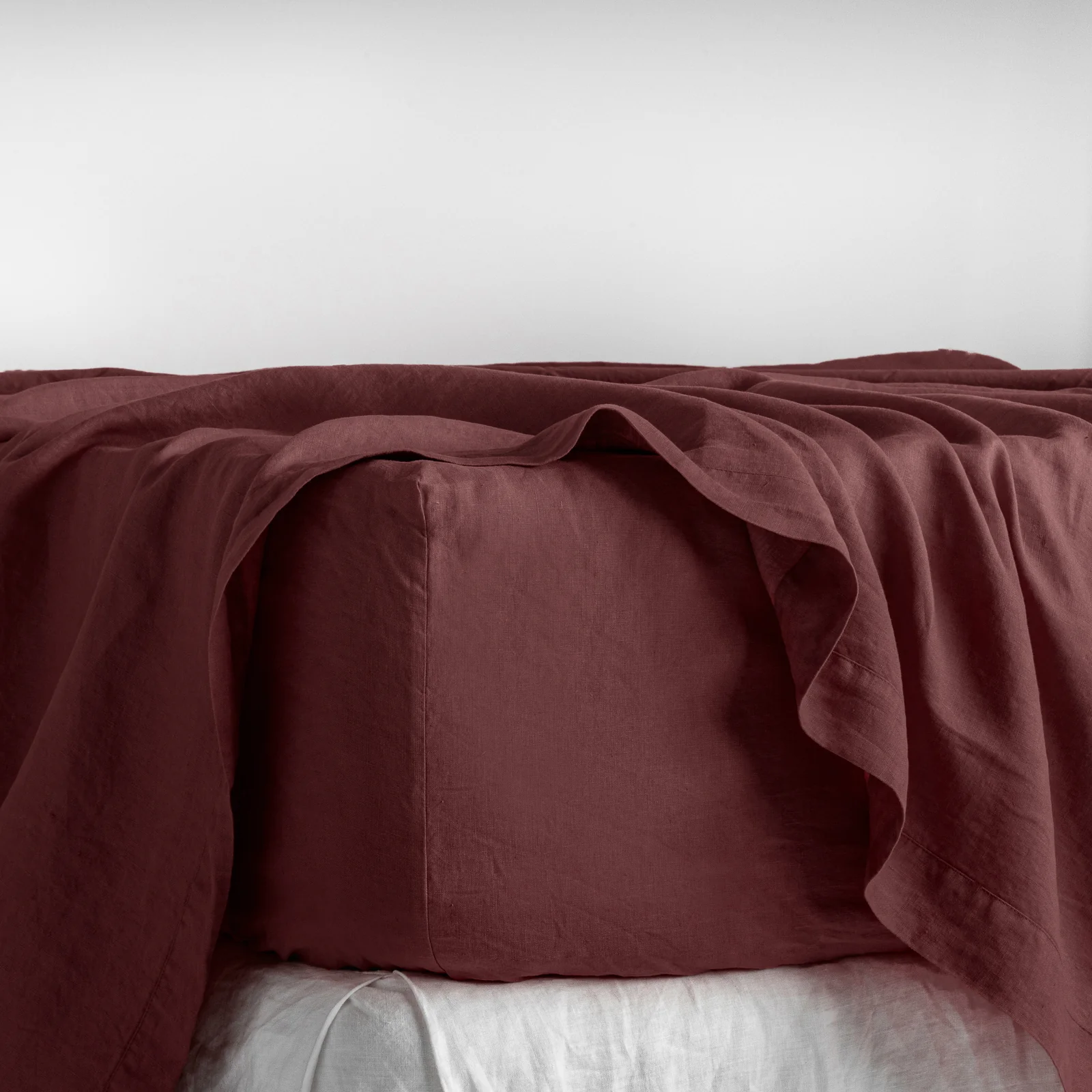 French Flax Linen Fitted Sheet in Cherrywood