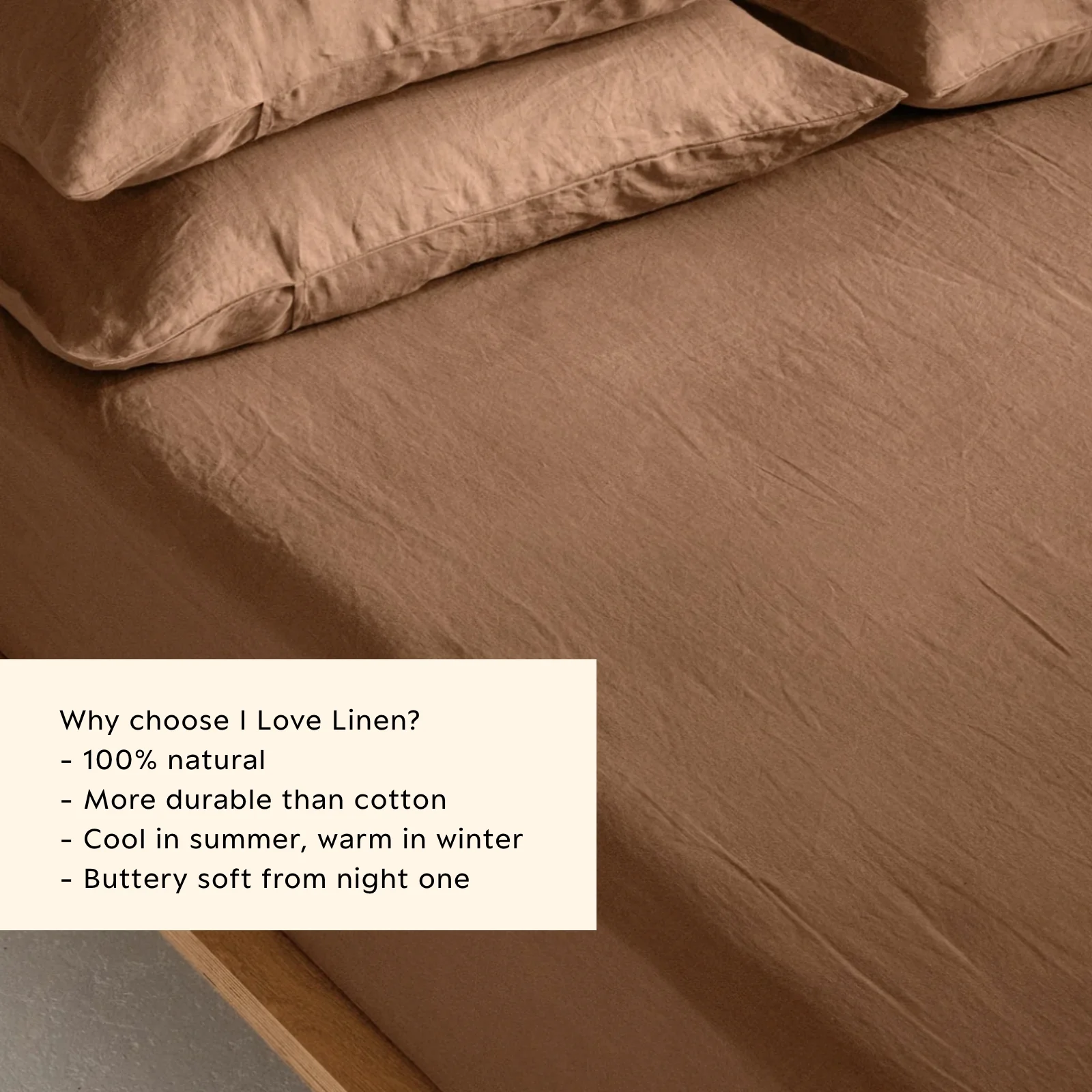 French Flax Linen Fitted Sheet in Hazelnut - Image 3