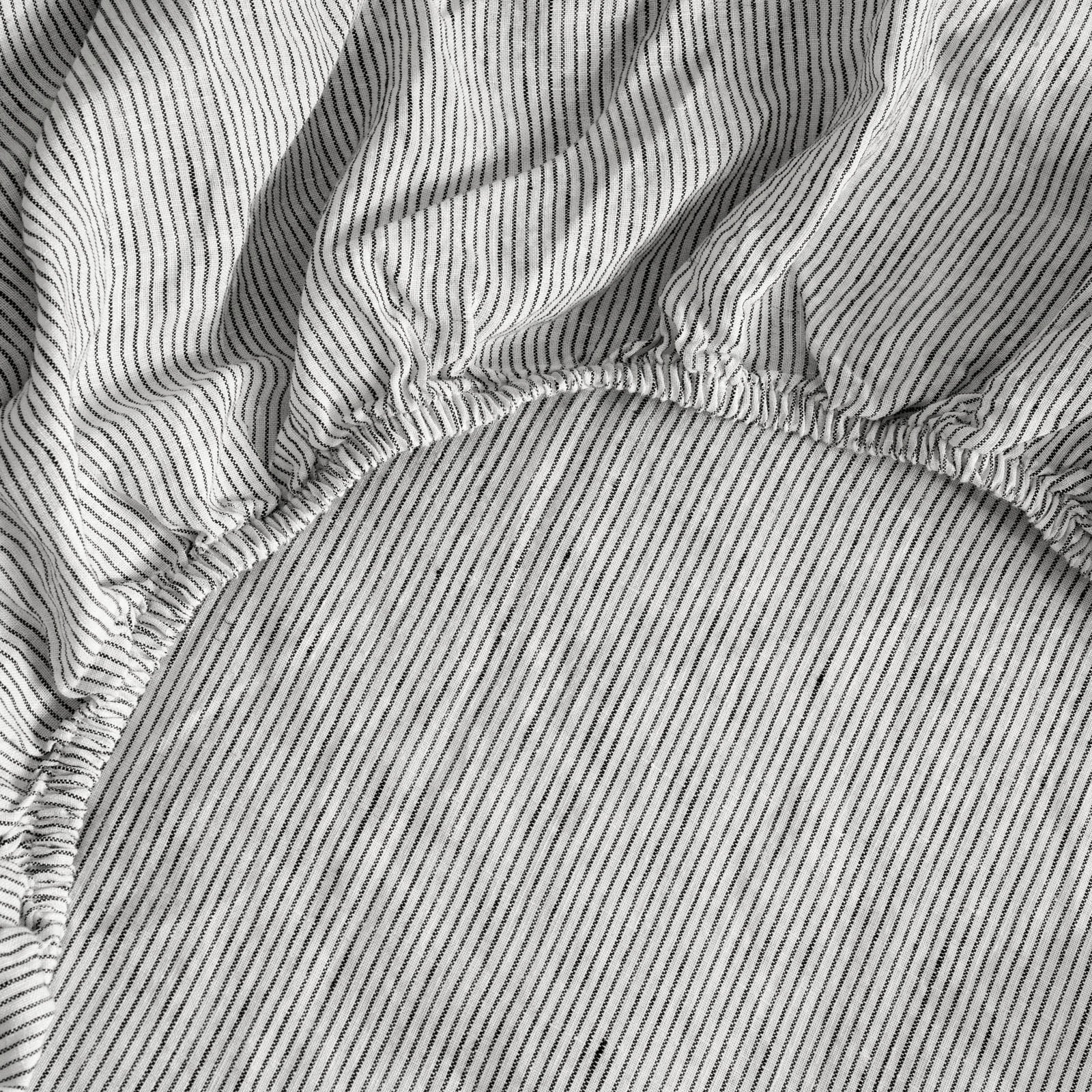 French Flax Linen Fitted Sheet in Pinstripe - Image 4