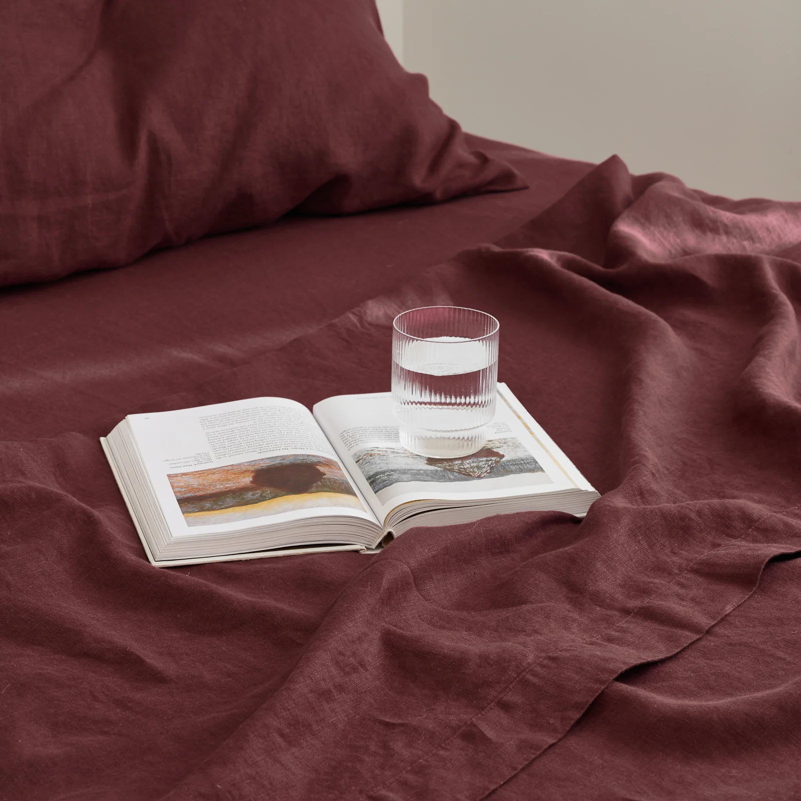 French Flax Linen Flat Sheet in Cherrywood - Image 8