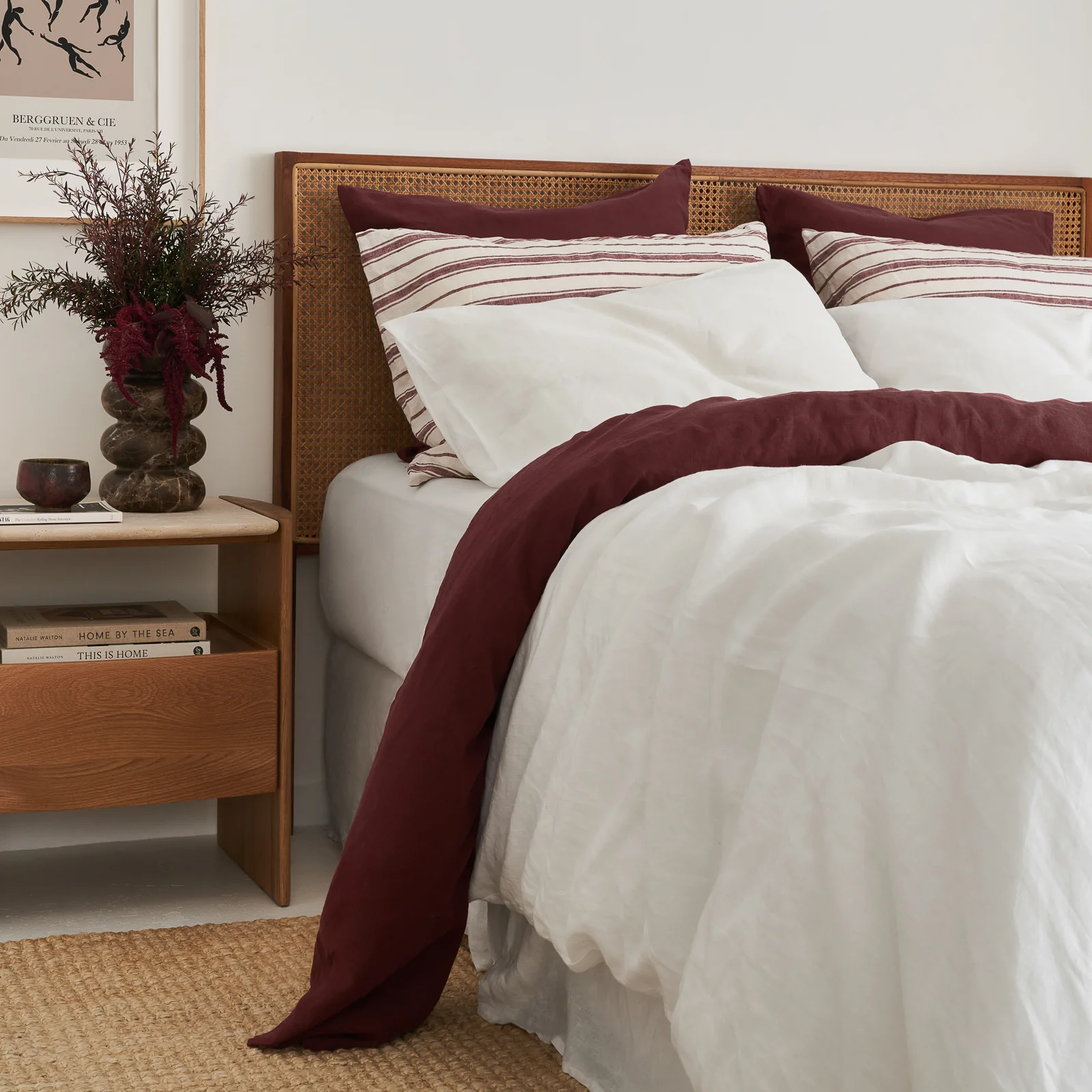 French Flax Linen Flat Sheet in Cherrywood - Image 9