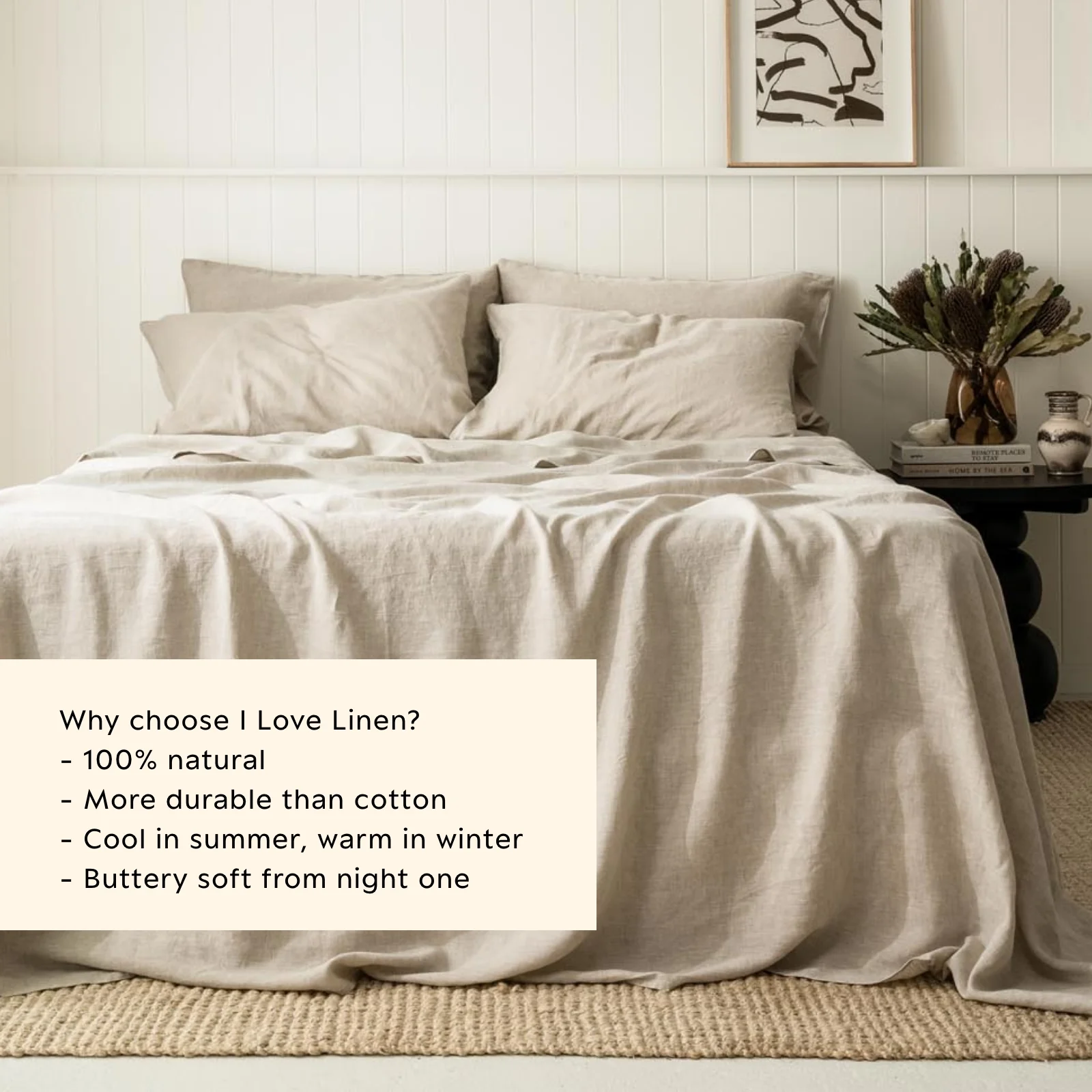 French Flax Linen Flat Sheet in Natural - Image 3