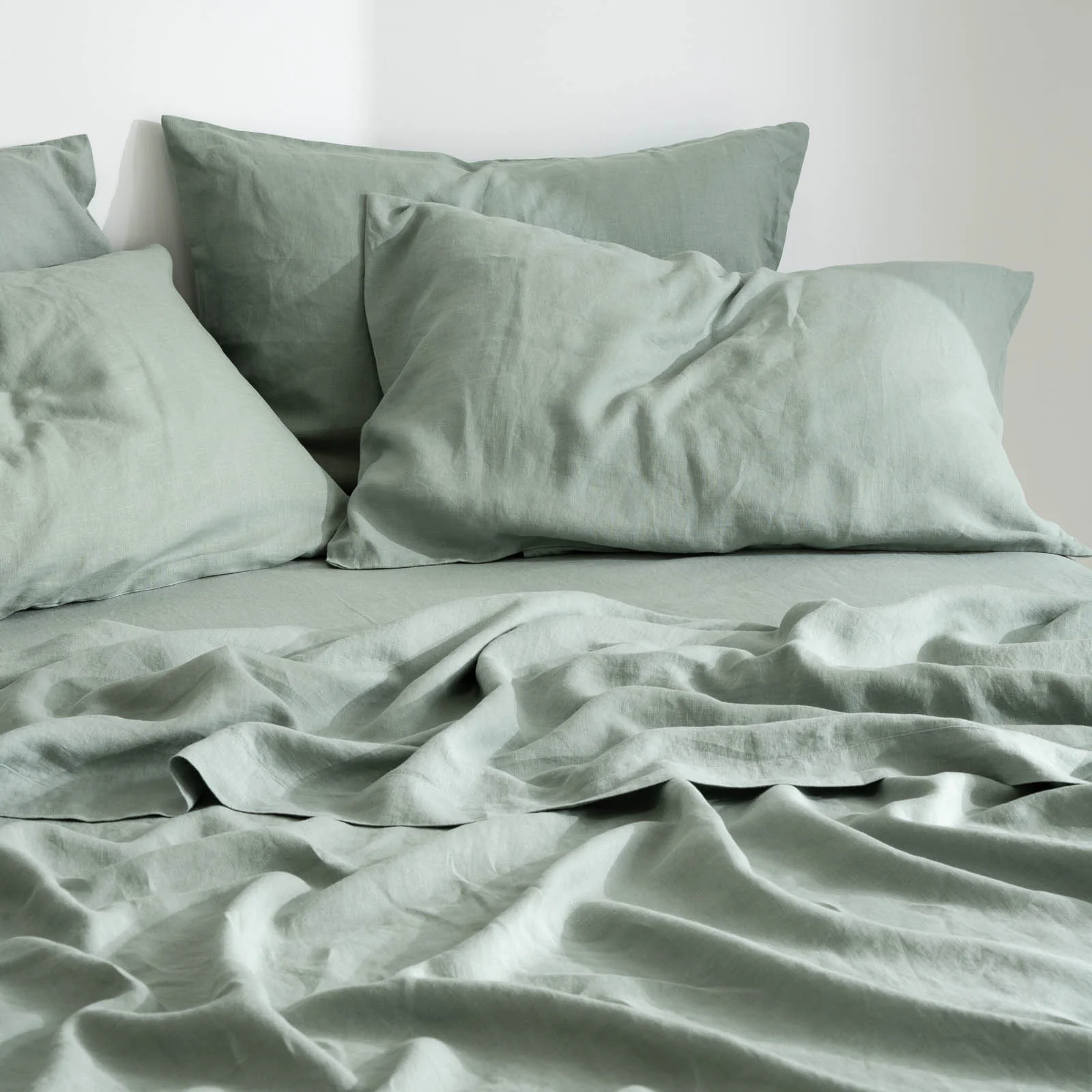 French Flax Linen Flat Sheet in Sage - Image 5