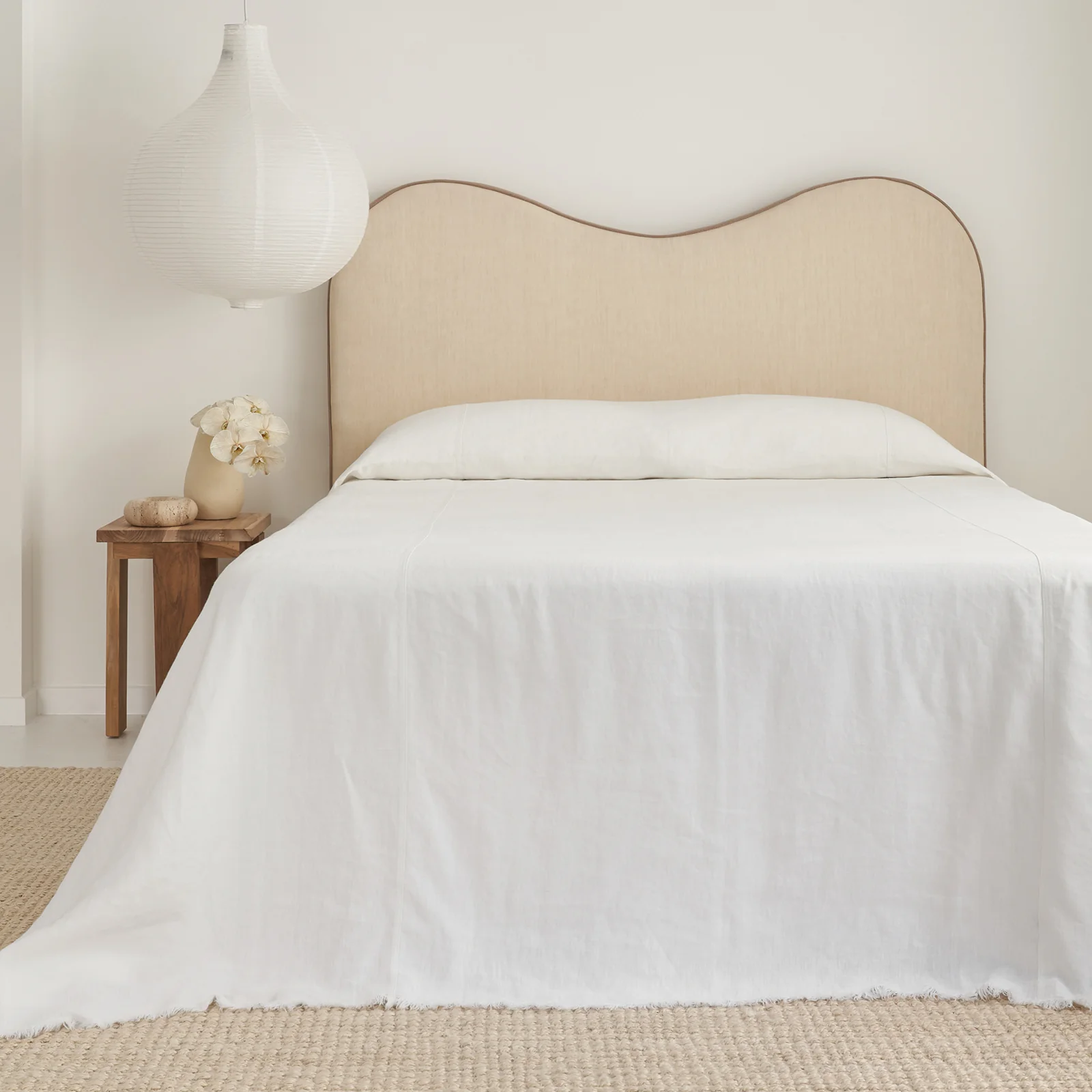 French Flax Linen Heavy Bedcover in White - Image 2
