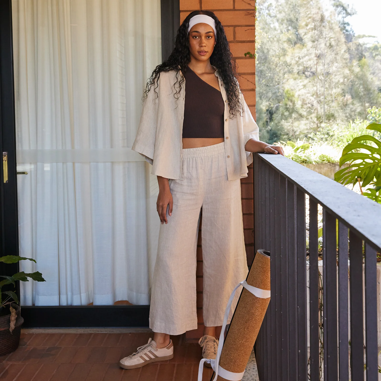 French Flax Linen Lounge Pant in Natural - Image 12