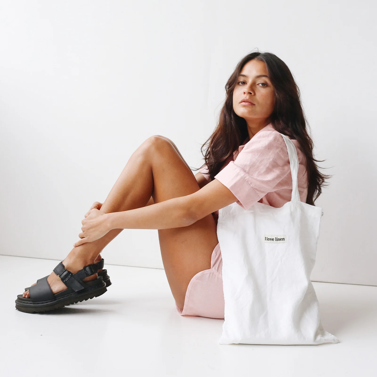 French Flax Linen Market Bag in White