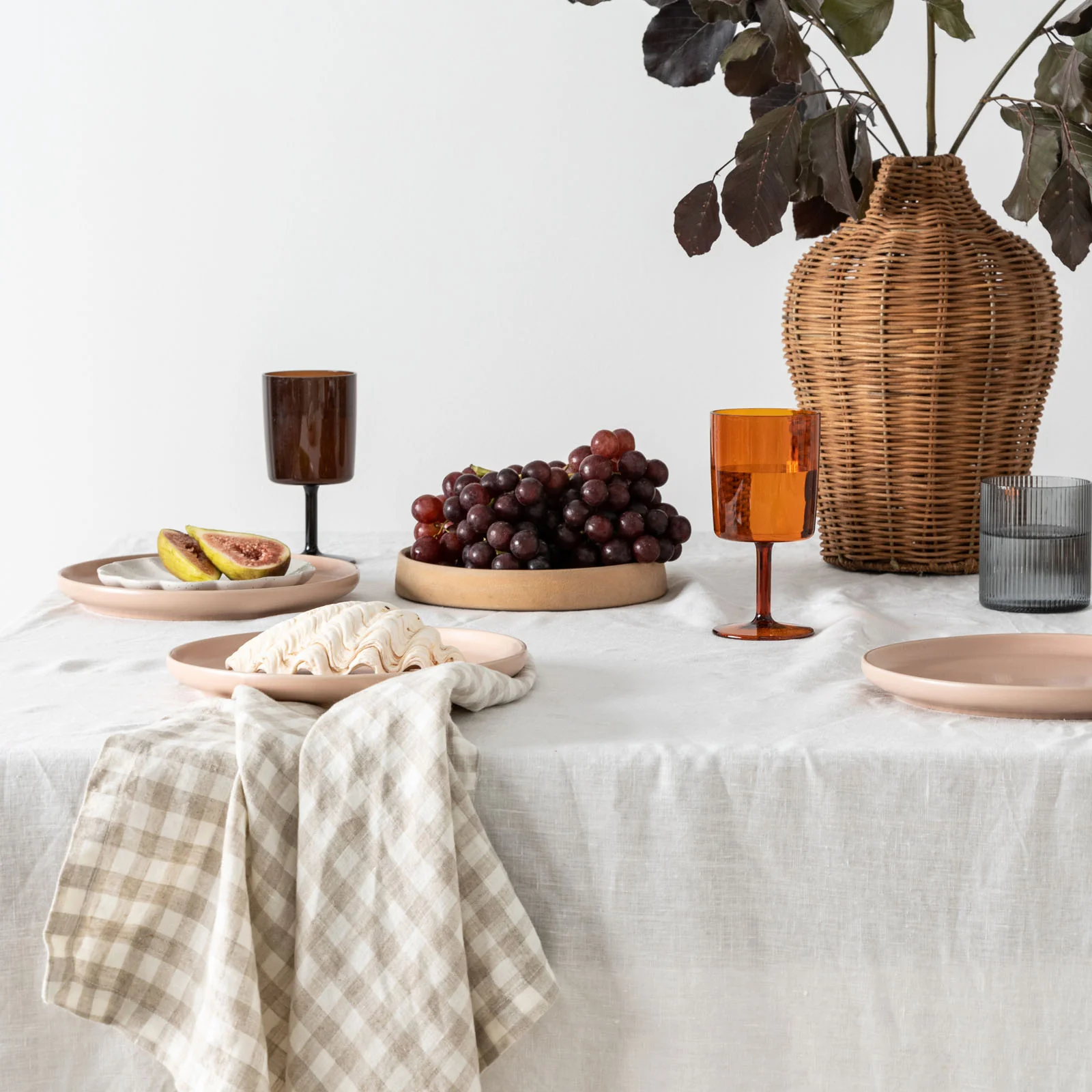 French Flax Linen Napkins (Set Of 4) in Beige Gingham - Image 2