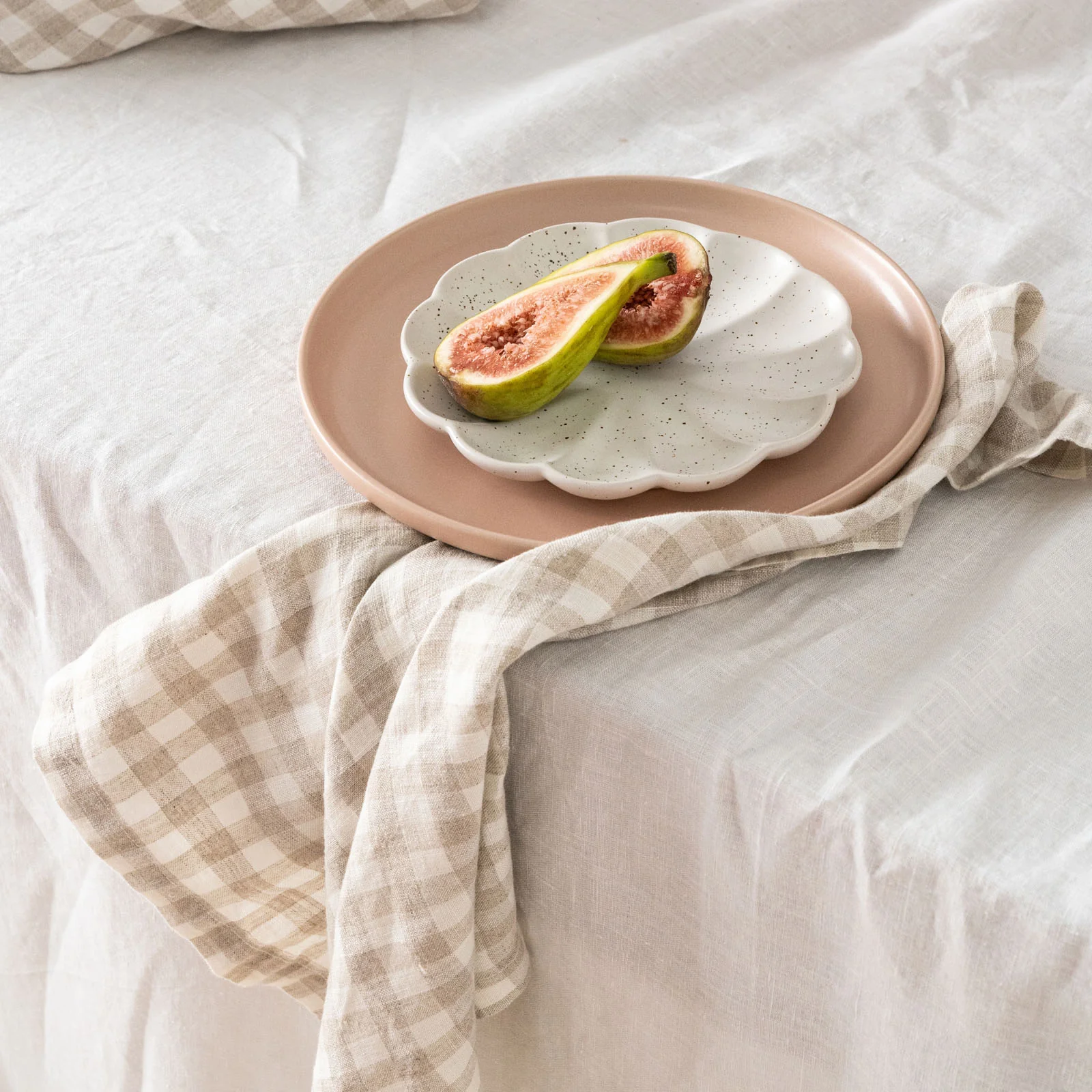 French Flax Linen Napkins (Set Of 4) in Beige Gingham - Image 3