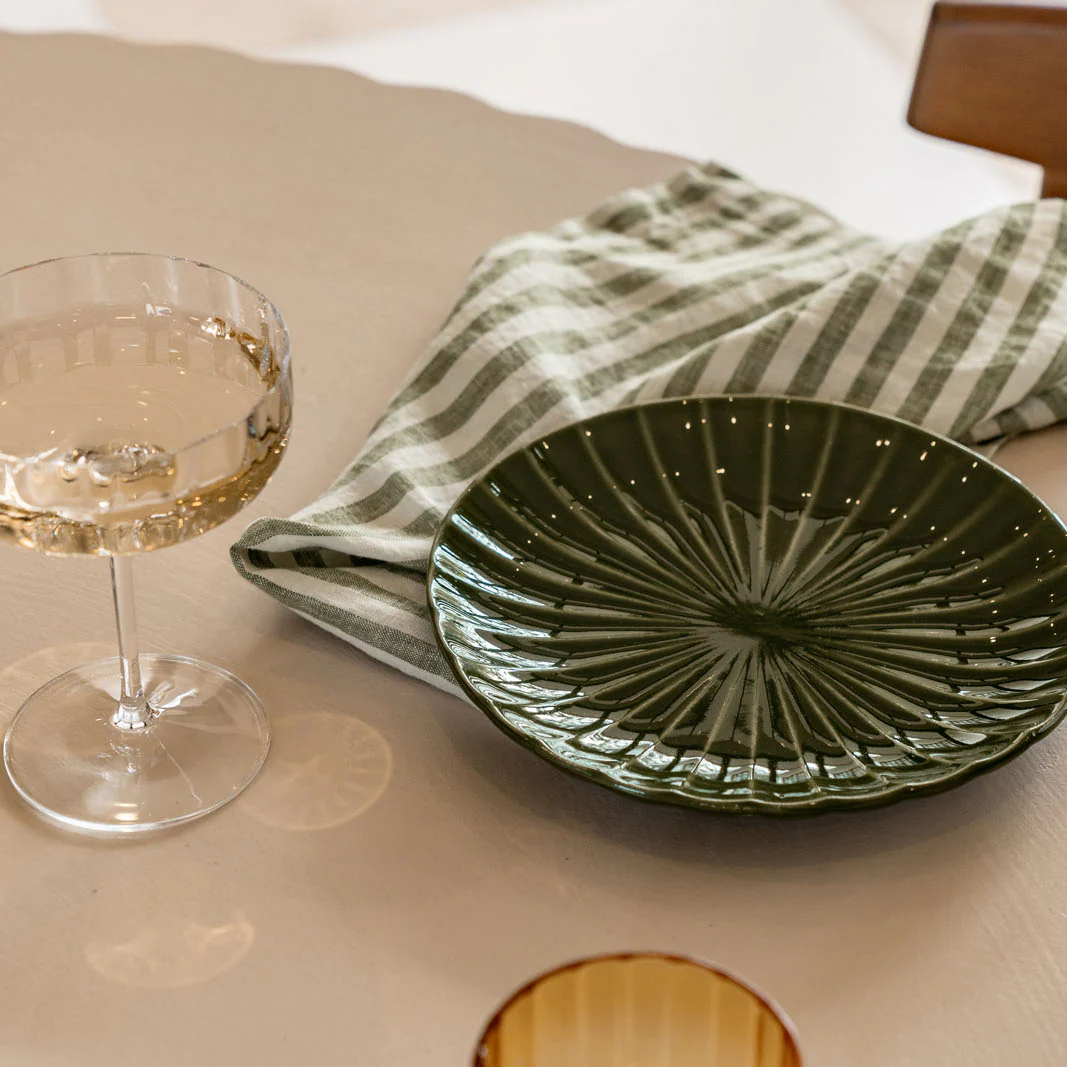 French Flax Linen Napkins (Set of 4) in Ivy Stripe - Image 9