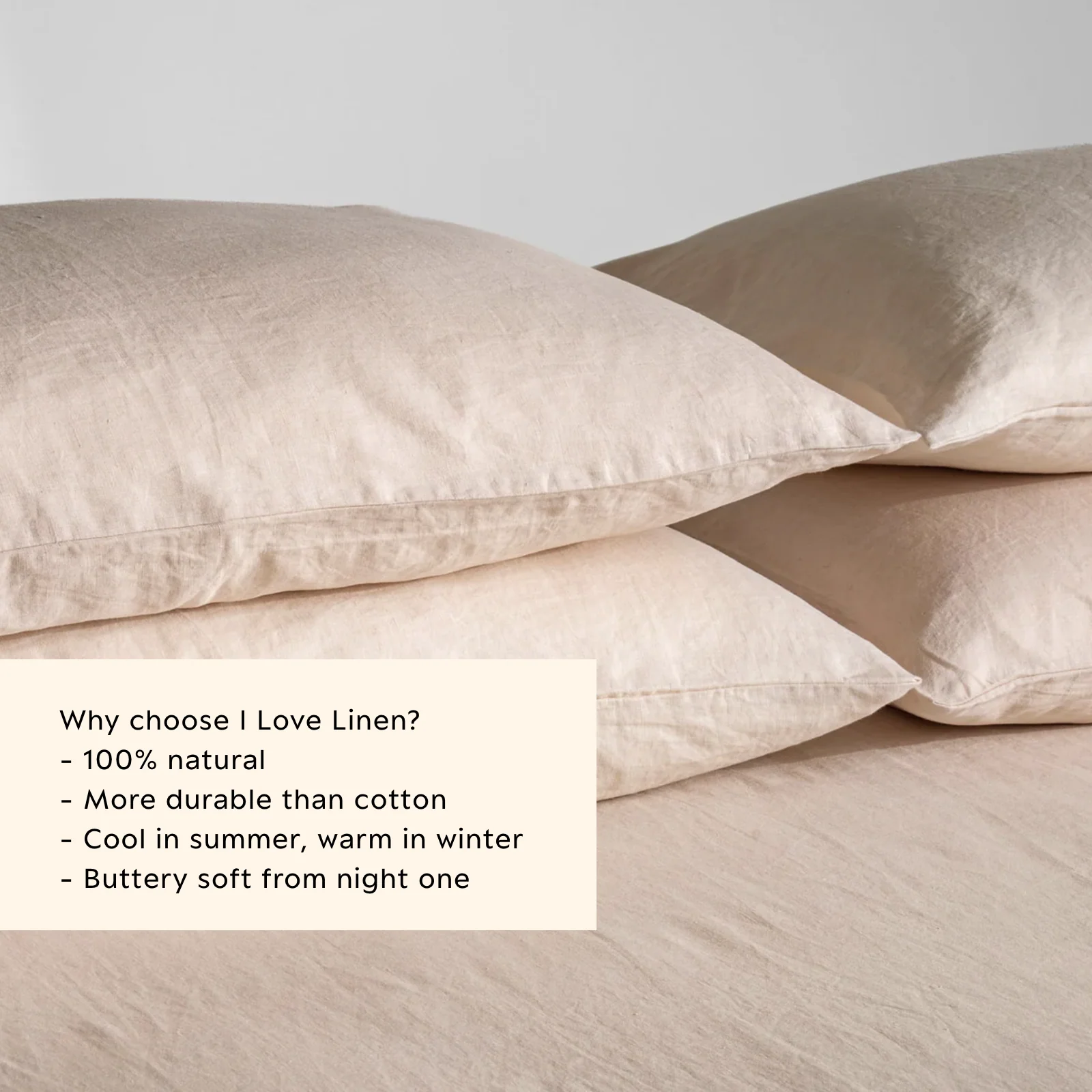French Flax Linen Pillowcase Set in Blush - Image 3