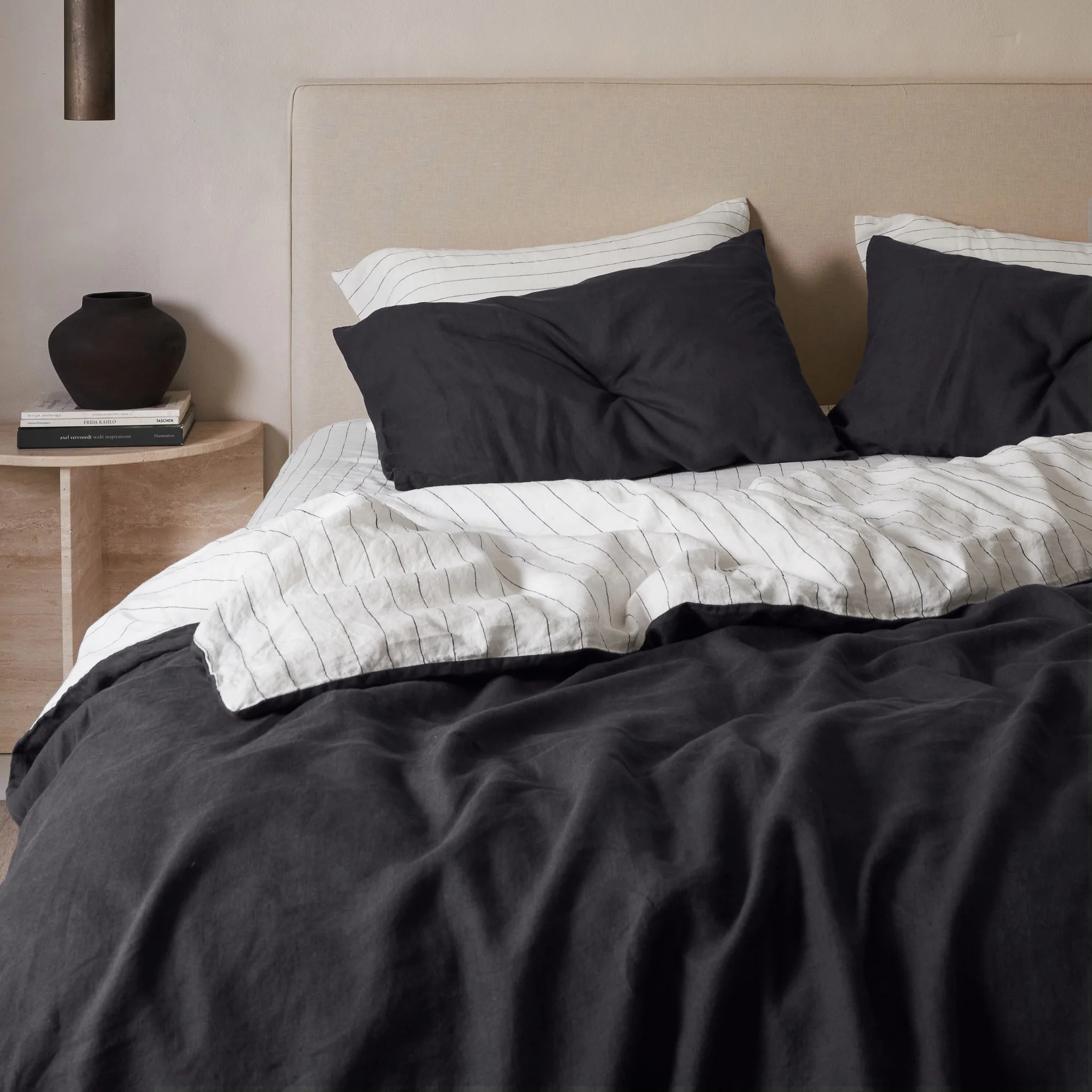 French Flax Linen Pillowcase SET in Charcoal - Image 8