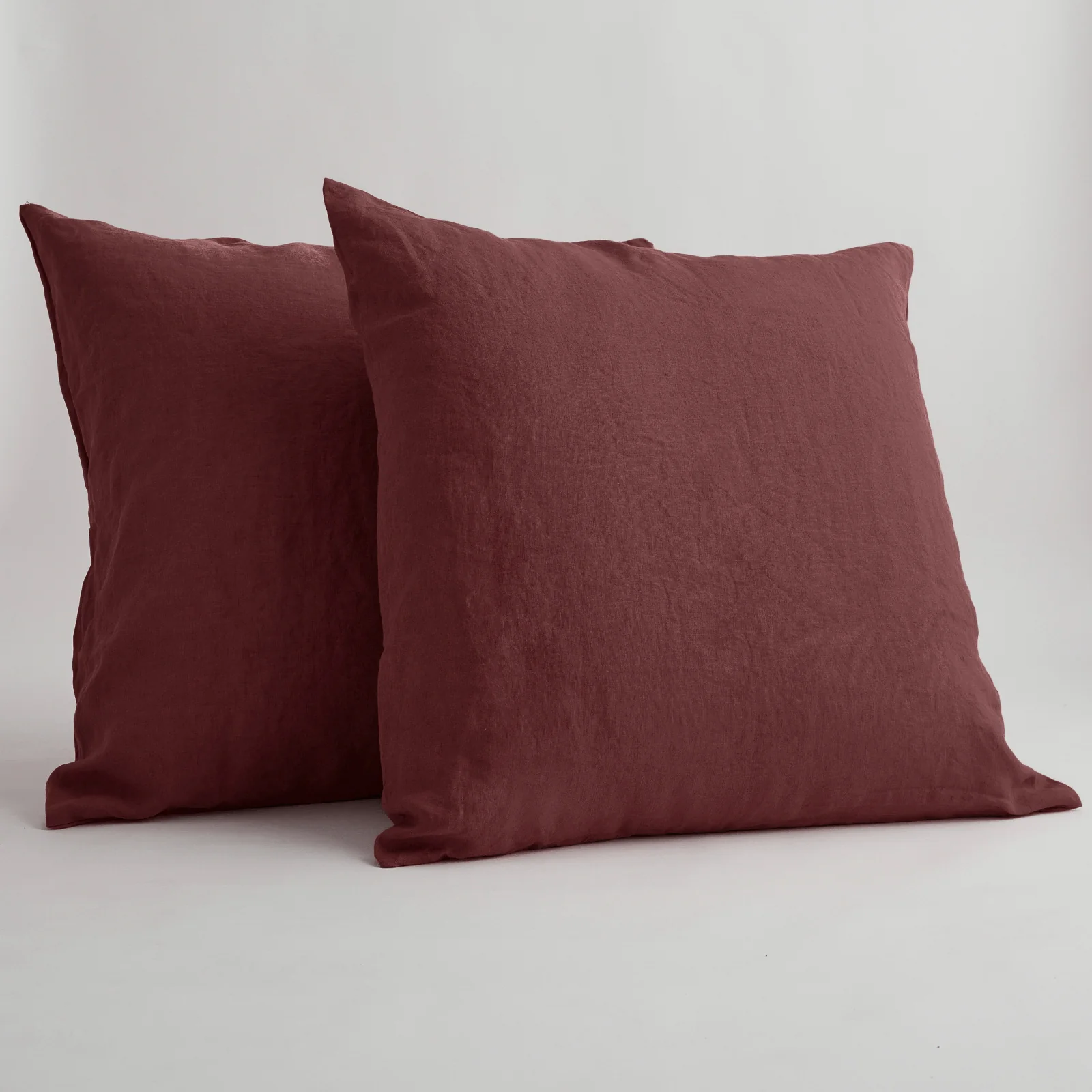 French Flax Linen Pillowcase Set in Cherrywood - Image 2