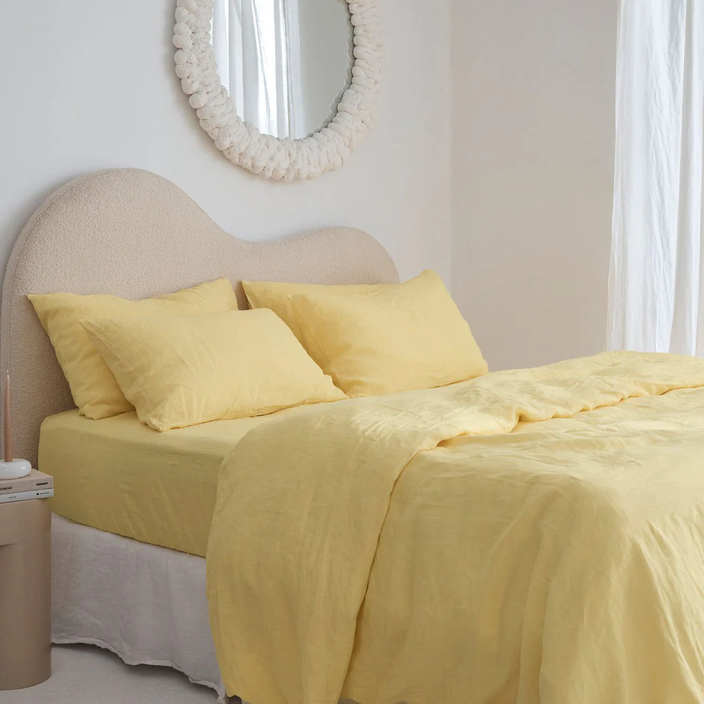 French Flax Linen Pillowcase Set in Daisy - Image 9