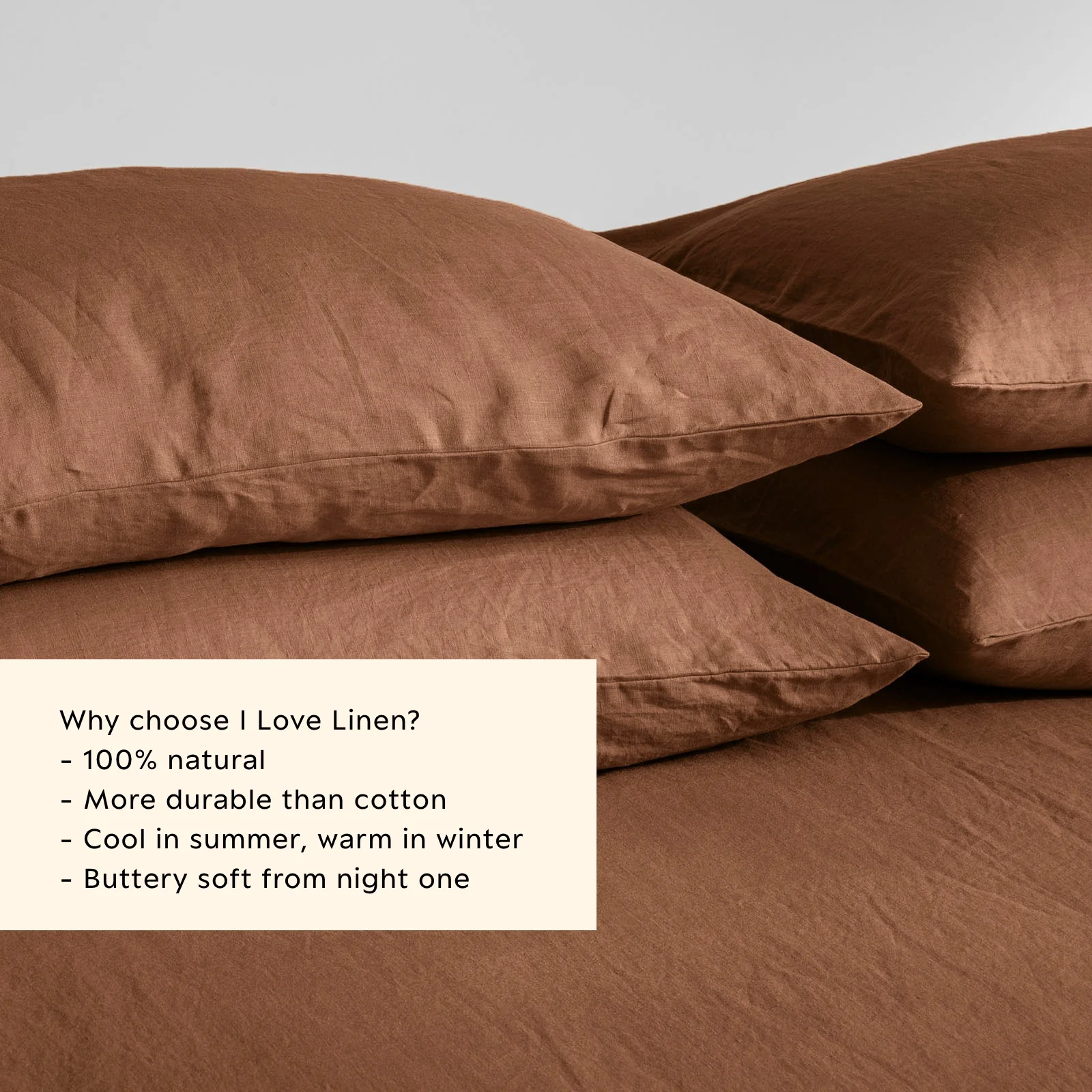 French Flax Linen Pillowcase Set in Hazelnut - Image 3