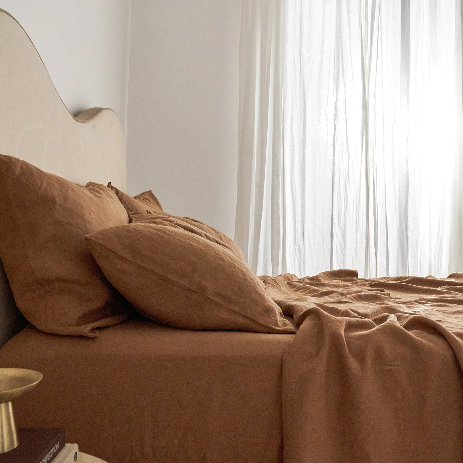 French Flax Linen Pillowcase Set in Hazelnut - Image 6