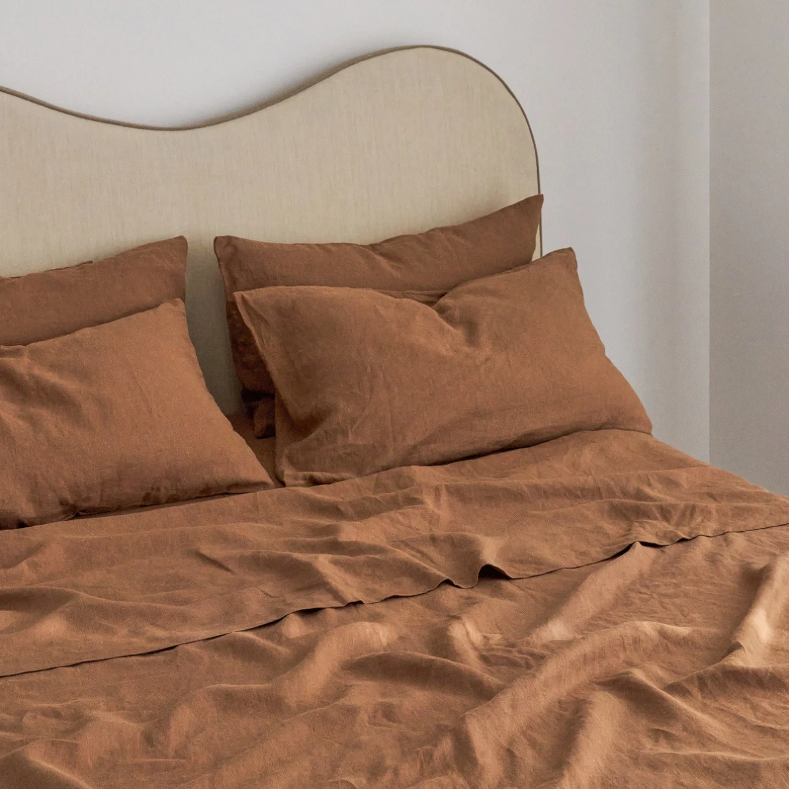 French Flax Linen Pillowcase Set in Hazelnut - Image 8