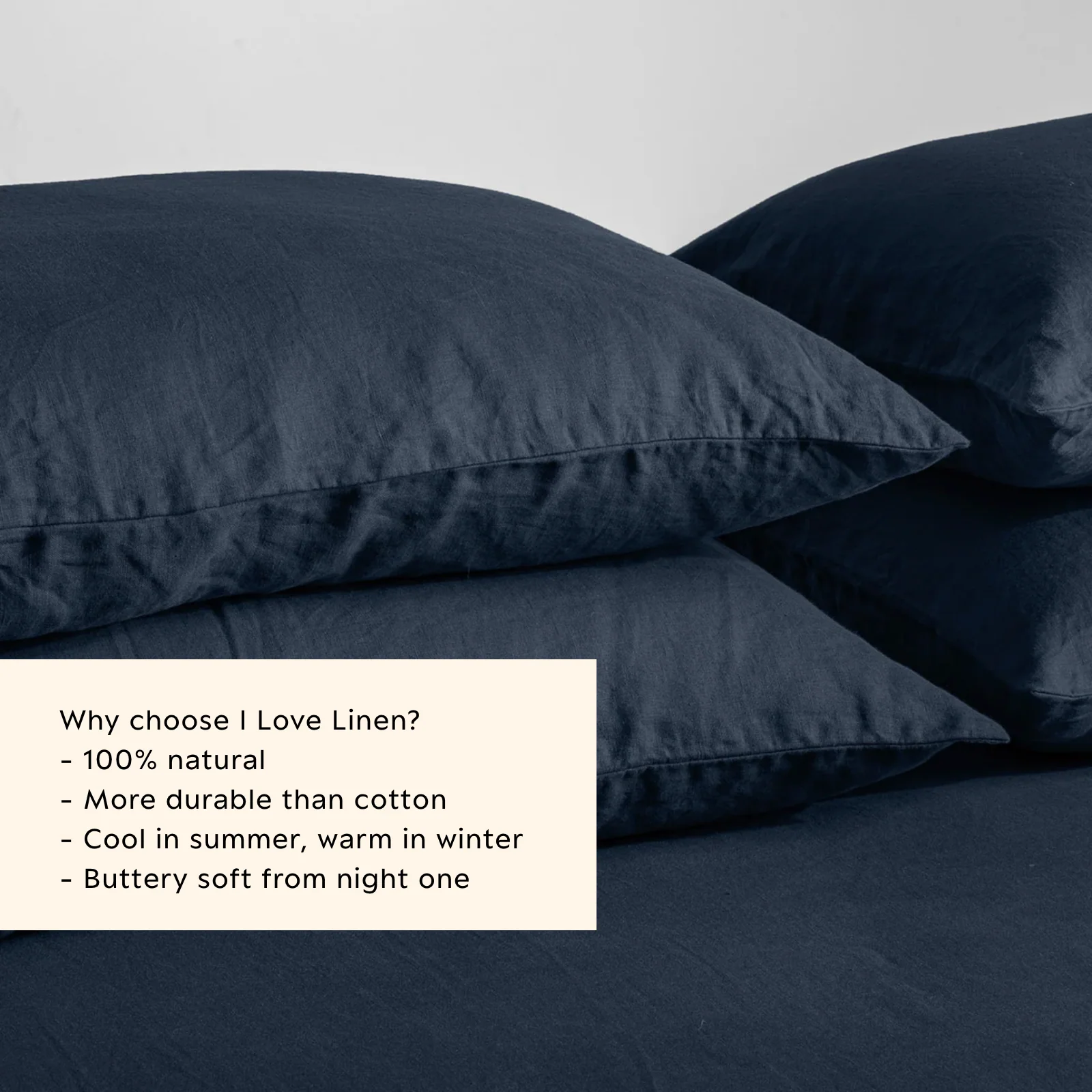 French Flax Linen Pillowcase Set in Indigo - Image 3