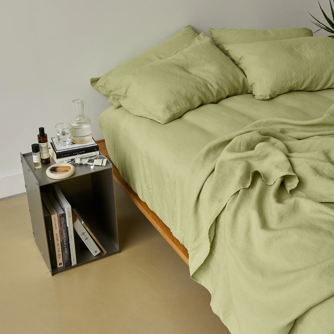 French Flax Linen Pillowcase Set in Matcha - Image 10