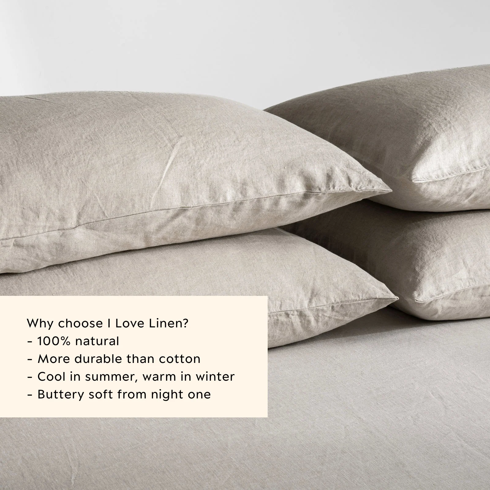 French Flax Linen Pillowcase Set in Natural - Image 3