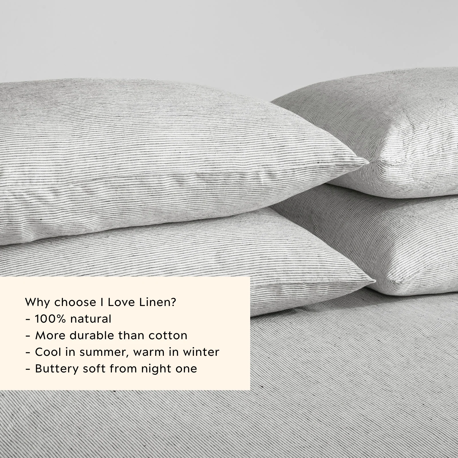 French Flax Linen Pillowcase Set in Pinstripe - Image 3
