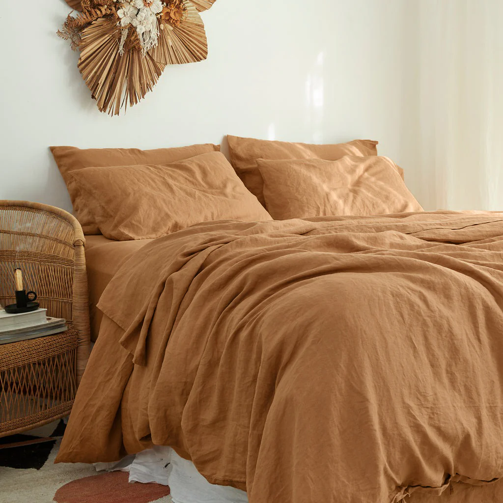 French Flax Linen Pillowcase Set in Sandalwood - Image 8