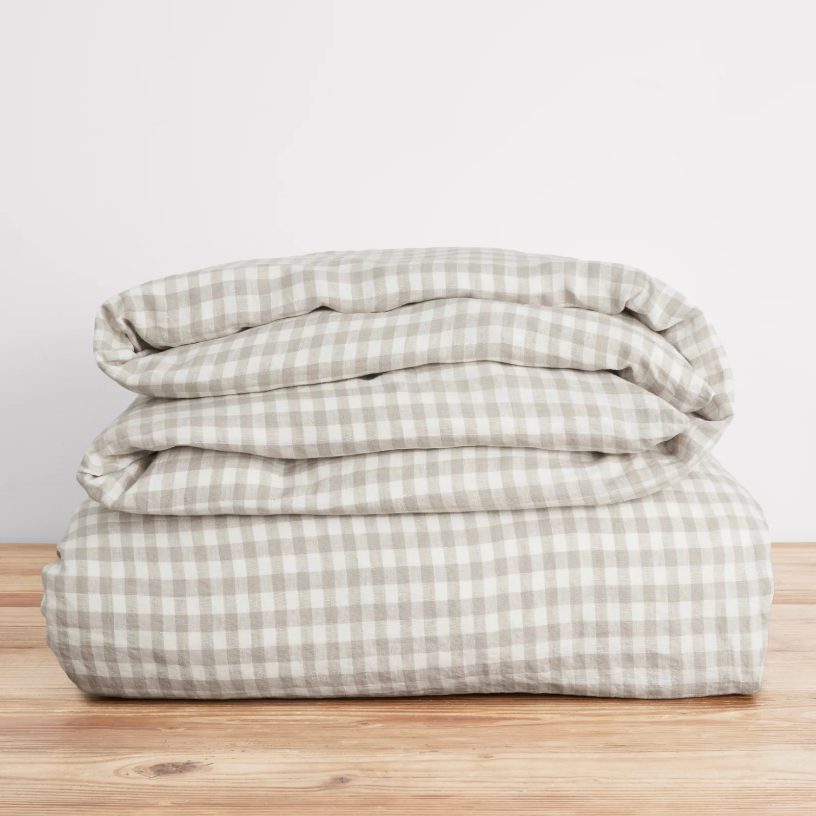 French Flax Linen Quilt Cover in Beige Gingham