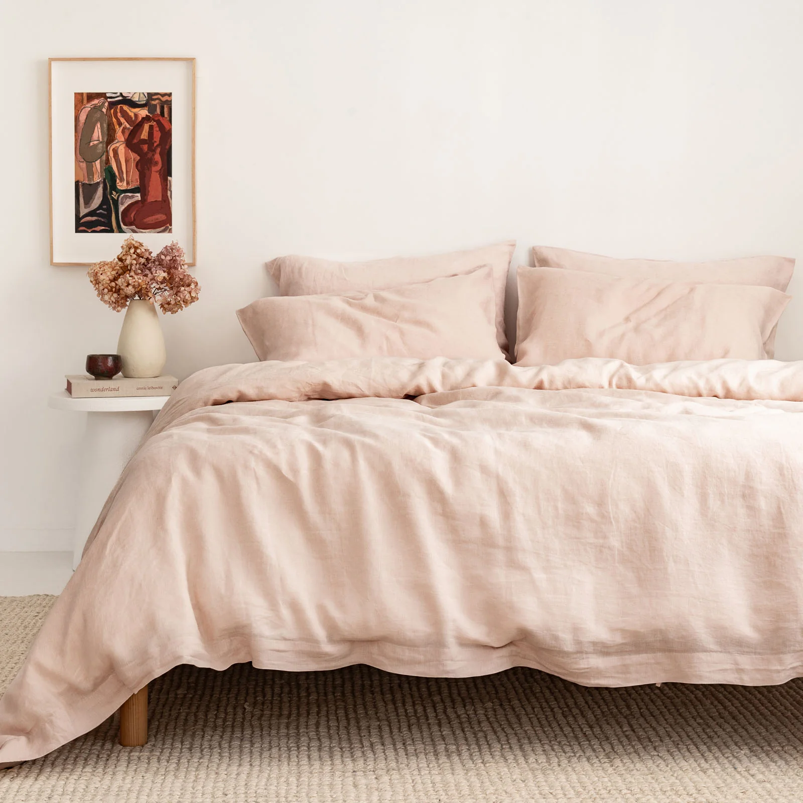 French Flax Linen Quilt Cover in Blush - Image 2