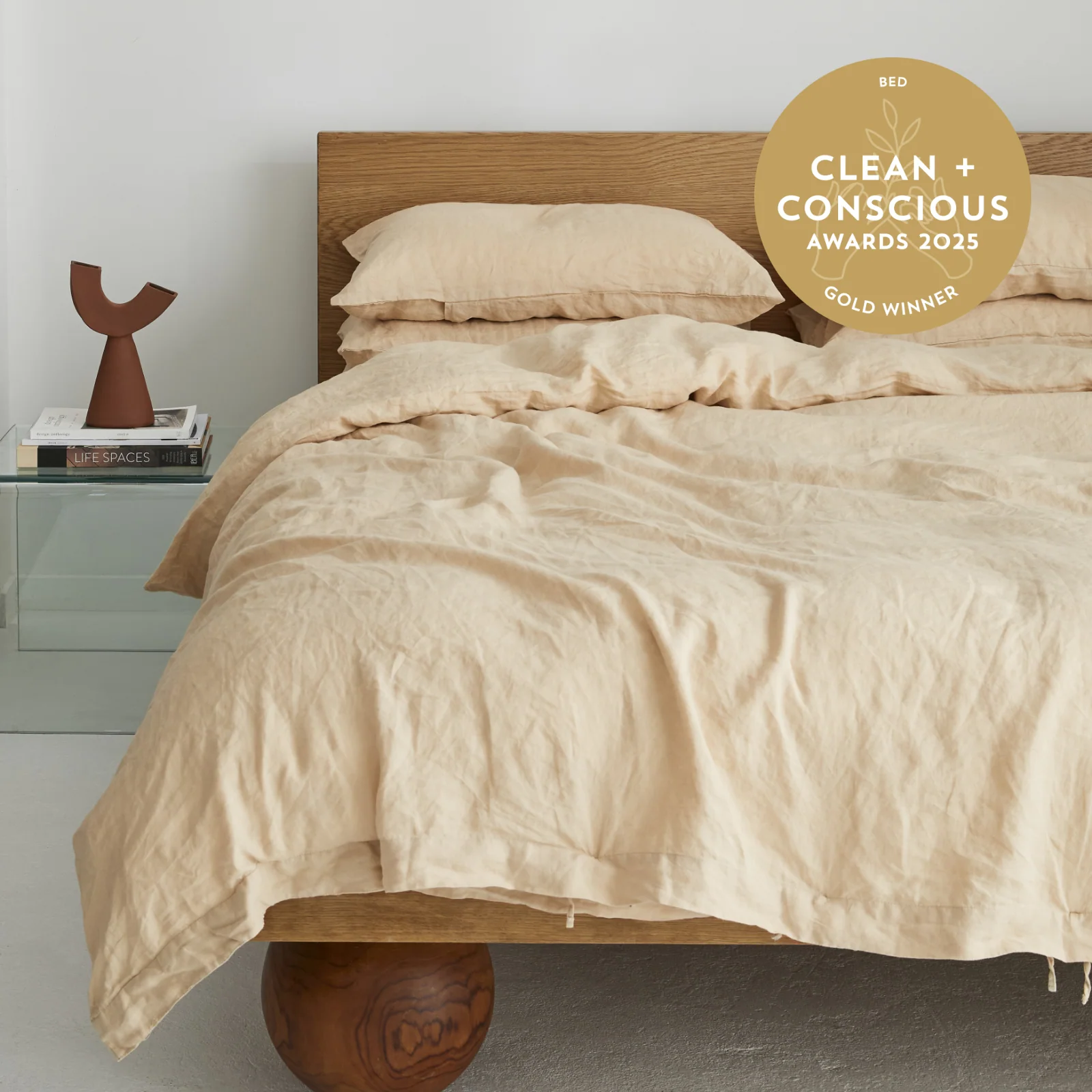 French Flax Linen Quilt Cover in Creme - Image 4