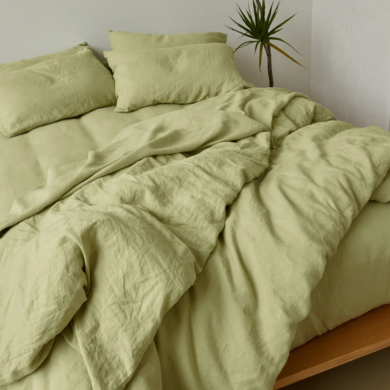 French Flax Linen Quilt Cover in Matcha - Image 7
