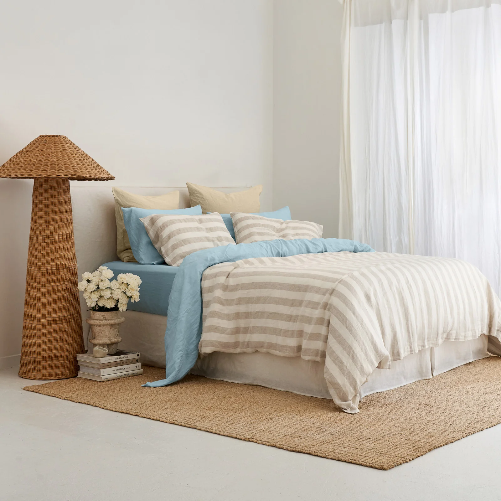 French Flax Linen Quilt Cover in Natural Thick Stripe - Image 7
