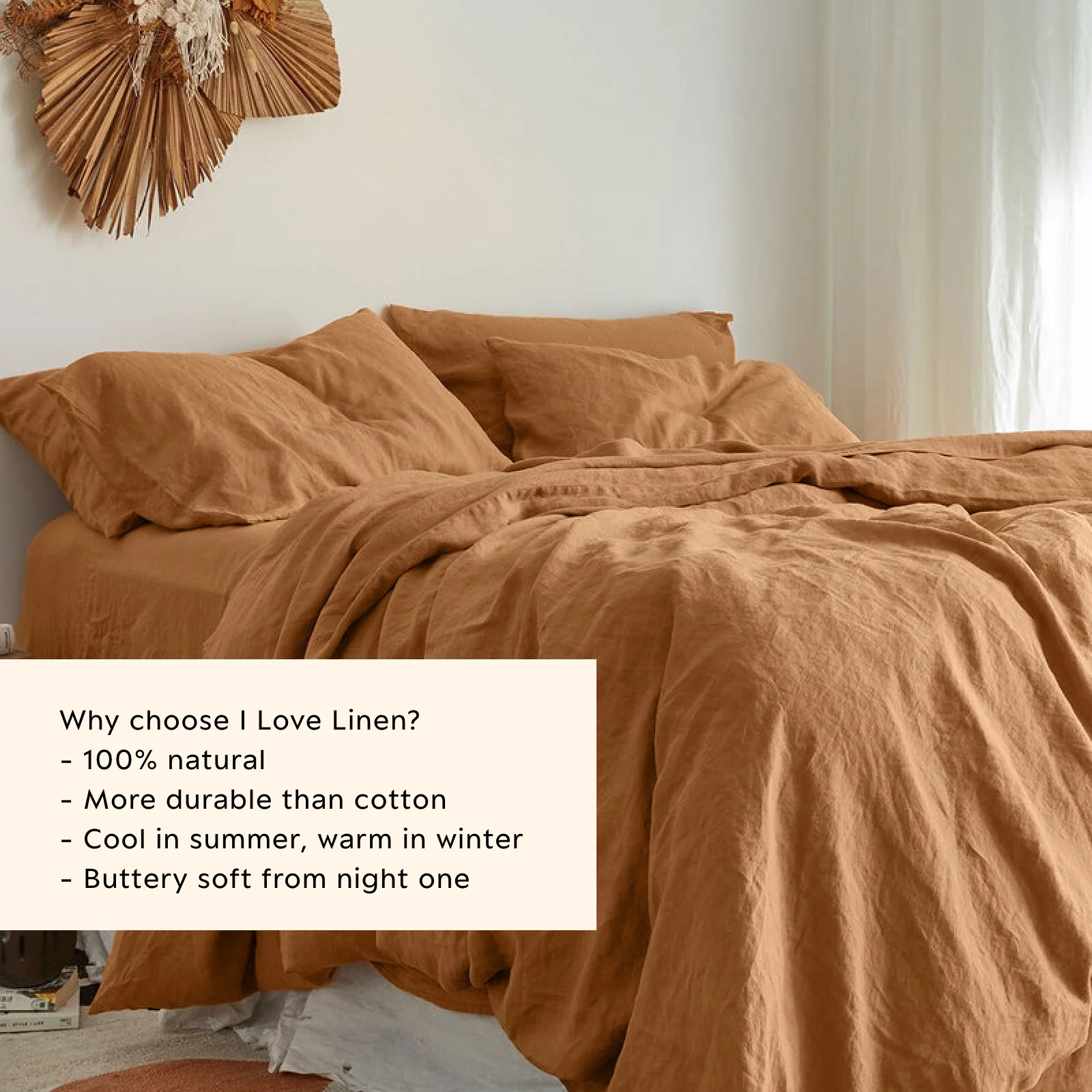 French Flax Linen Quilt Cover in Sandalwood - Image 4