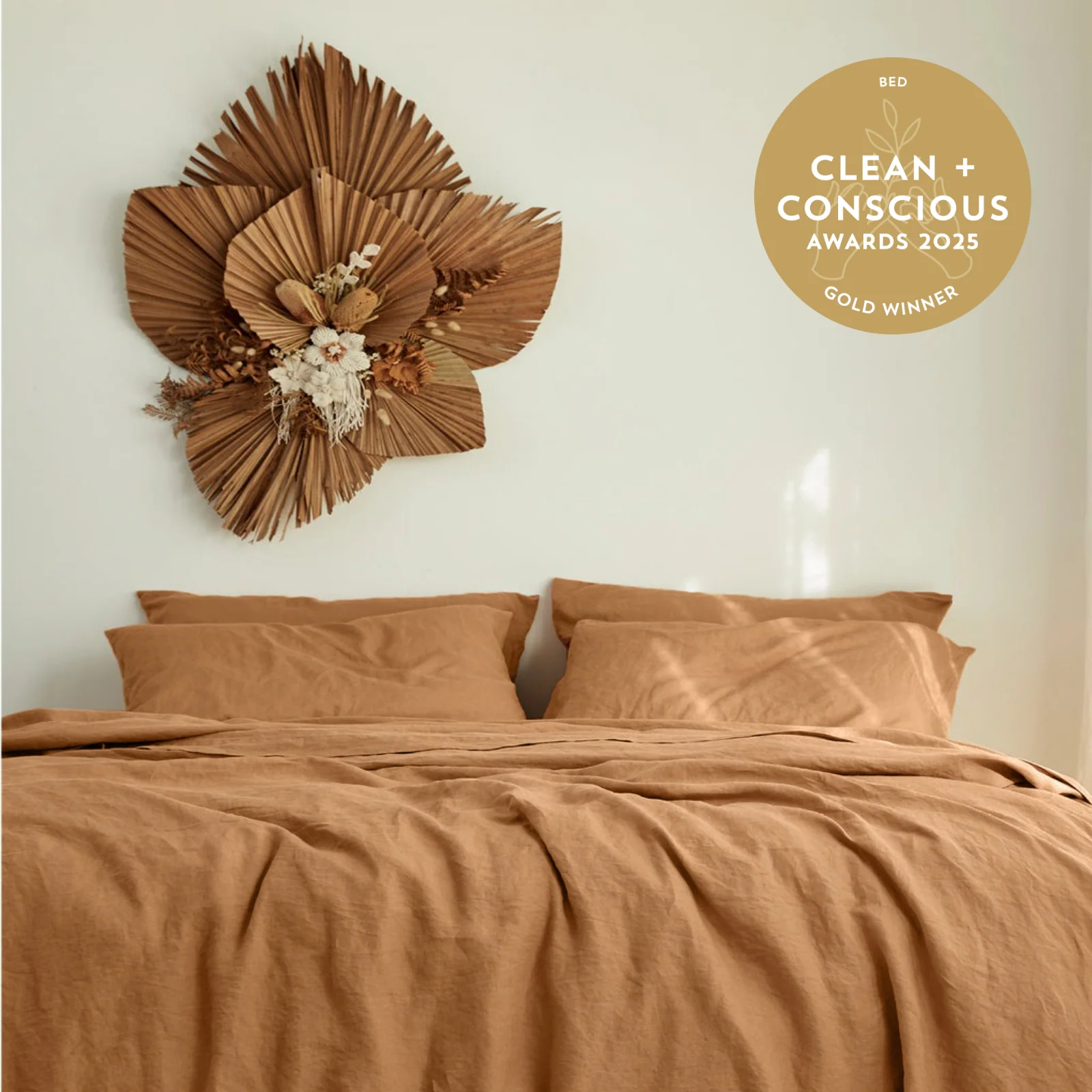 French Flax Linen Quilt Cover in Sandalwood - Image 6