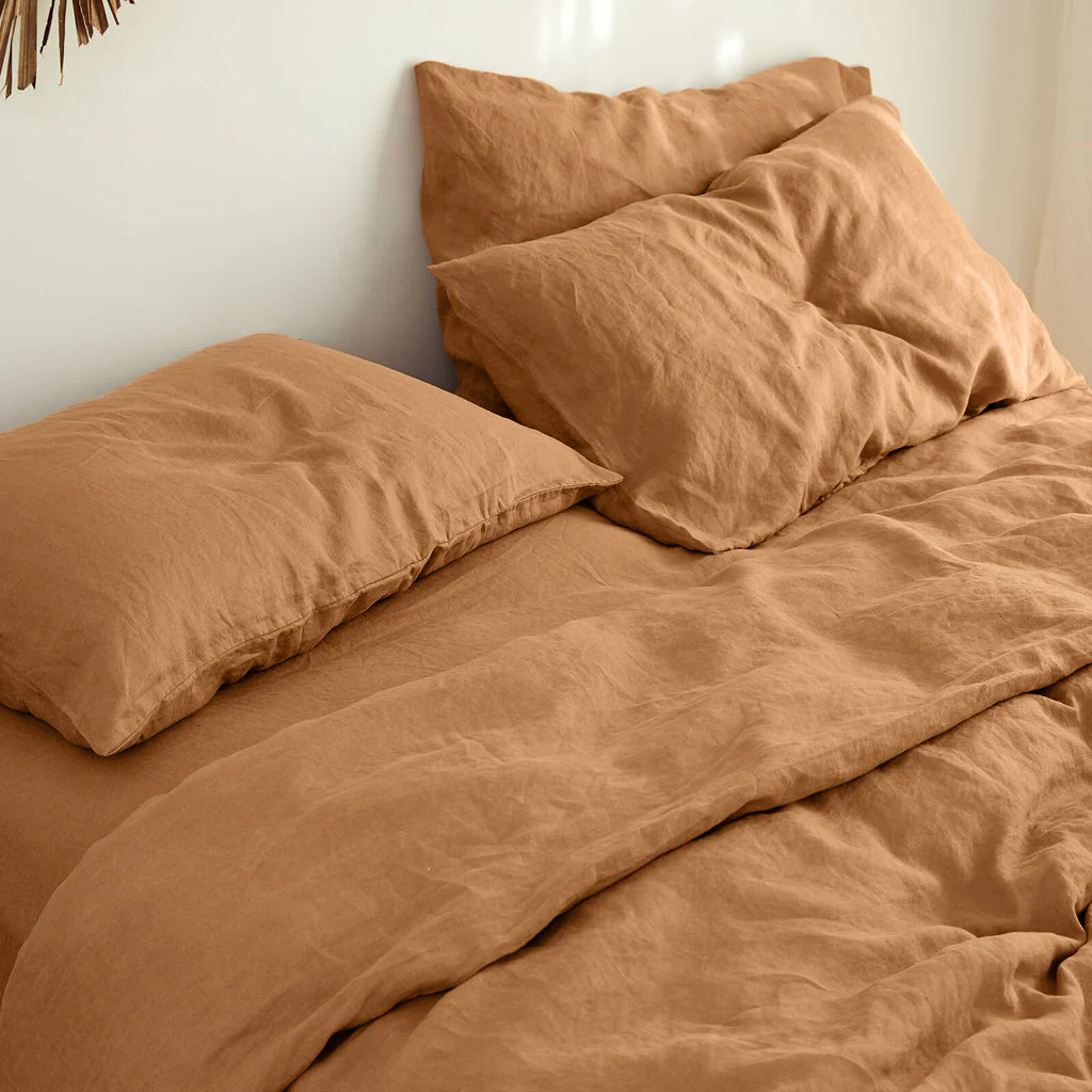 French Flax Linen Quilt Cover in Sandalwood - Image 7