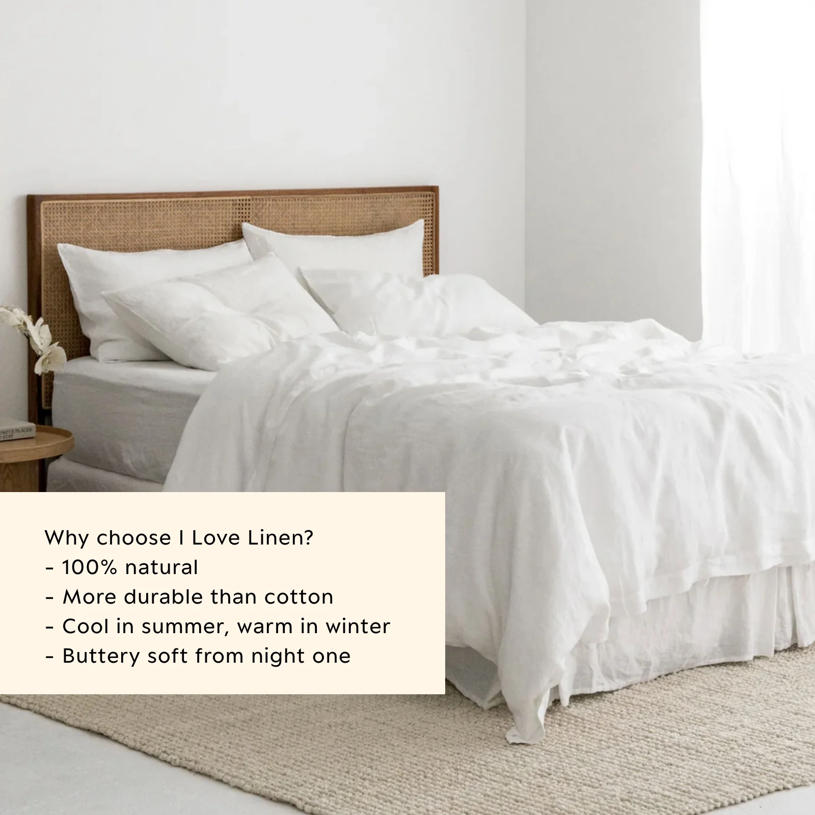 French Flax Linen Quilt Cover in White - Image 5