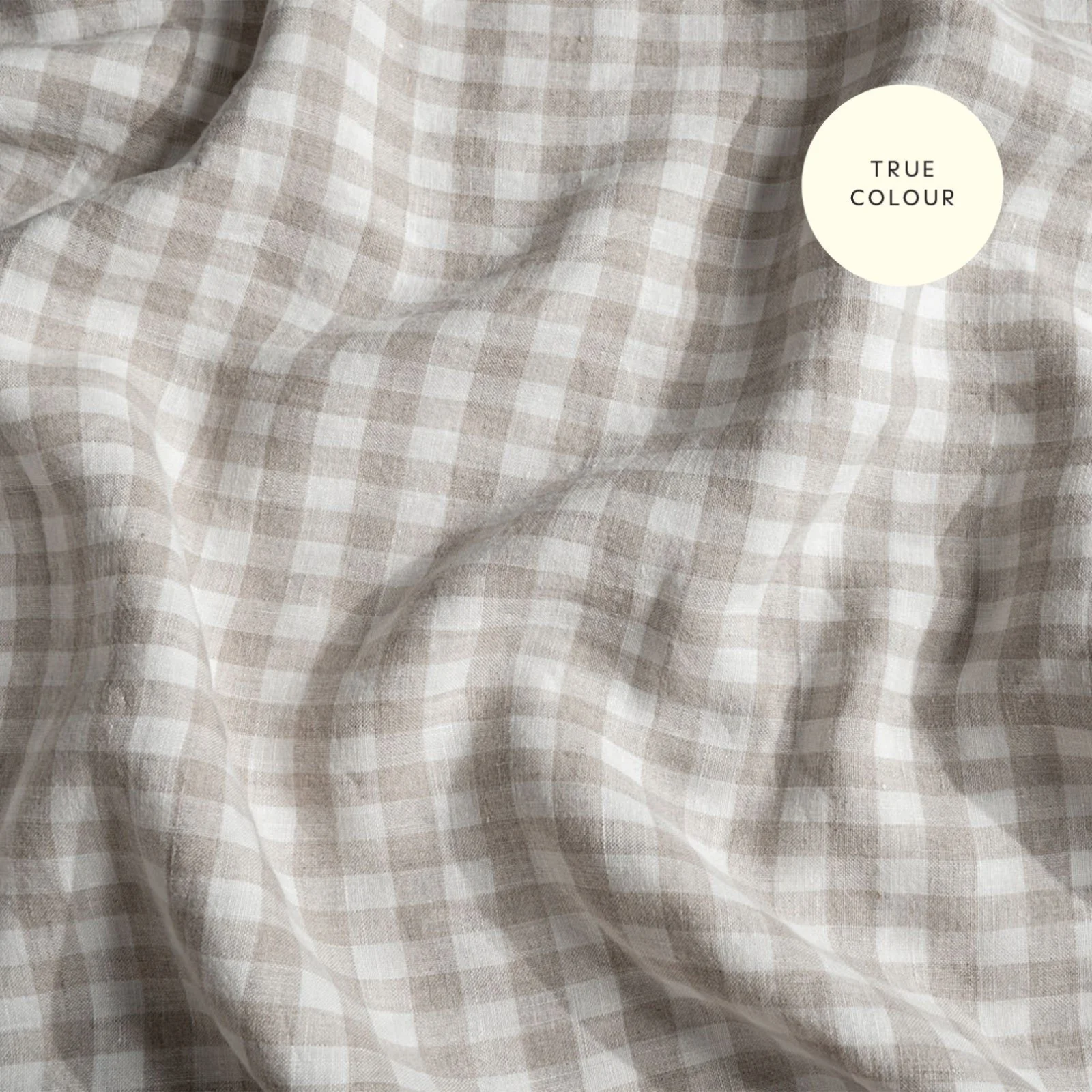 French Flax Linen Quilt Cover Set in Beige Gingham - Image 14