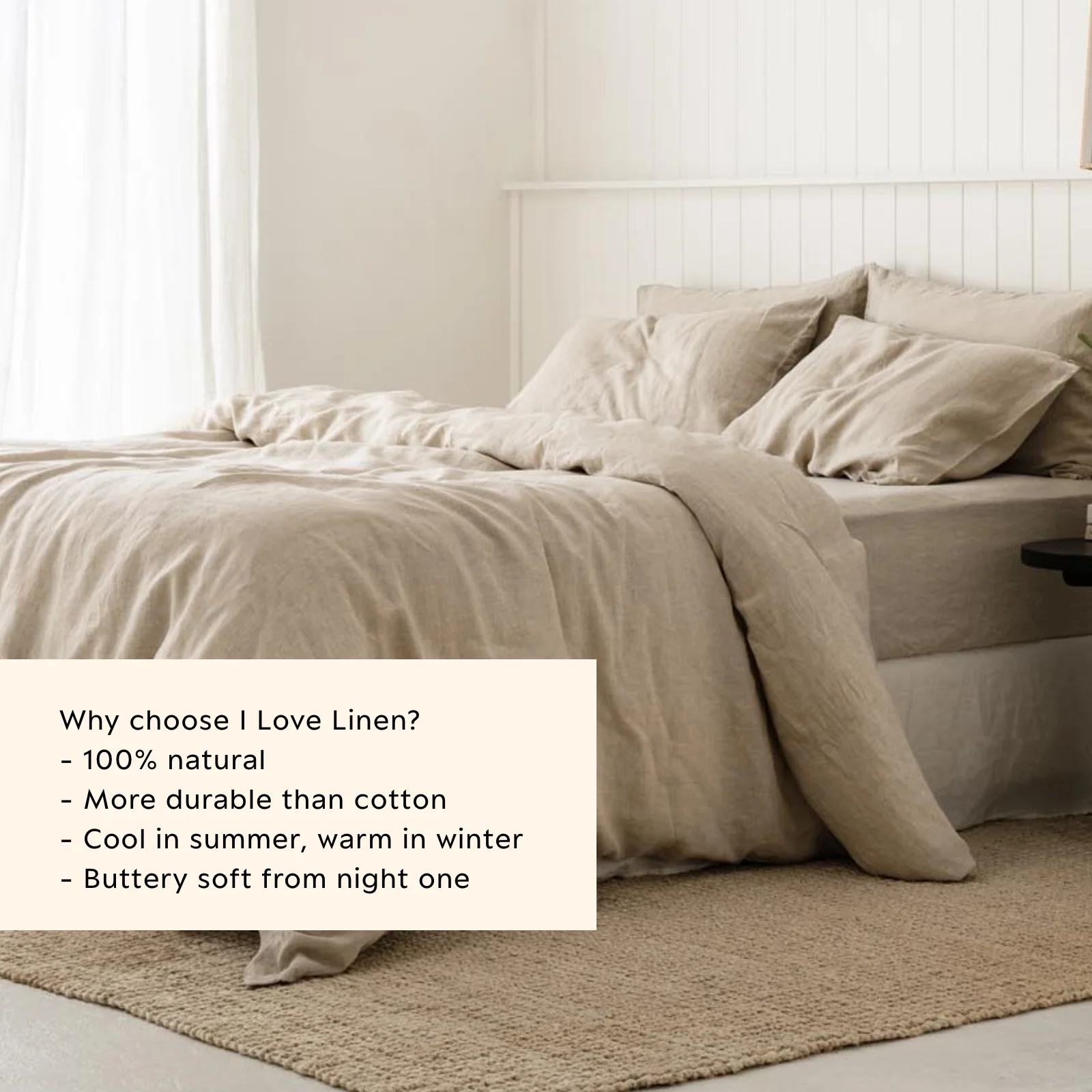 French Flax Linen Quilt Cover Set in Natural - Image 4