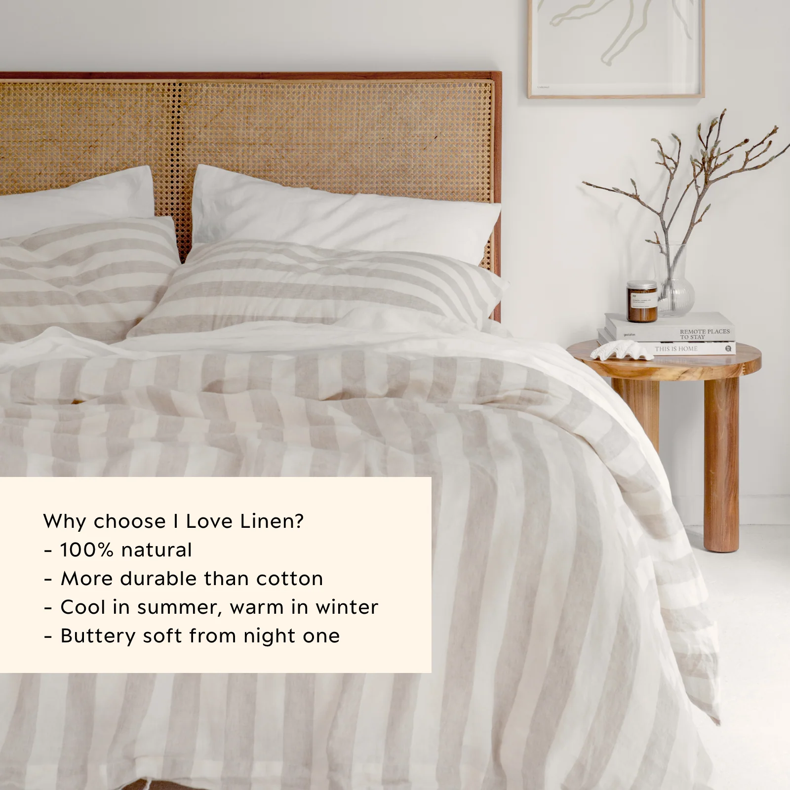 French Flax Linen Quilt Cover Set in Natural Thick Stripe - Image 5