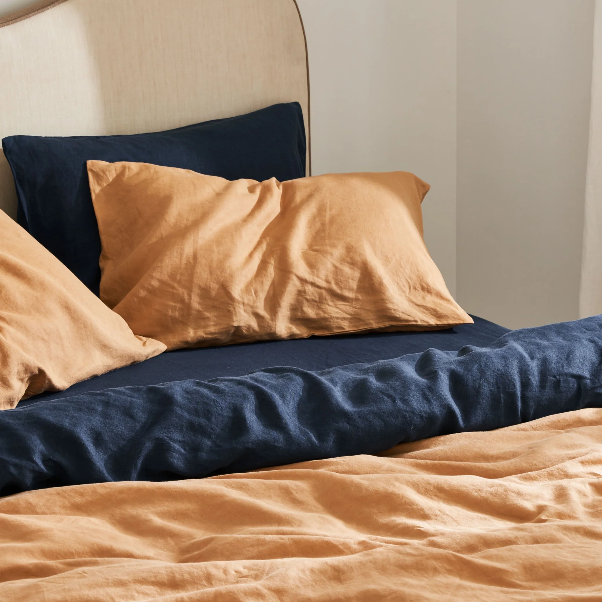 French Flax Linen Quilt Cover Set in Sandalwood - Image 12