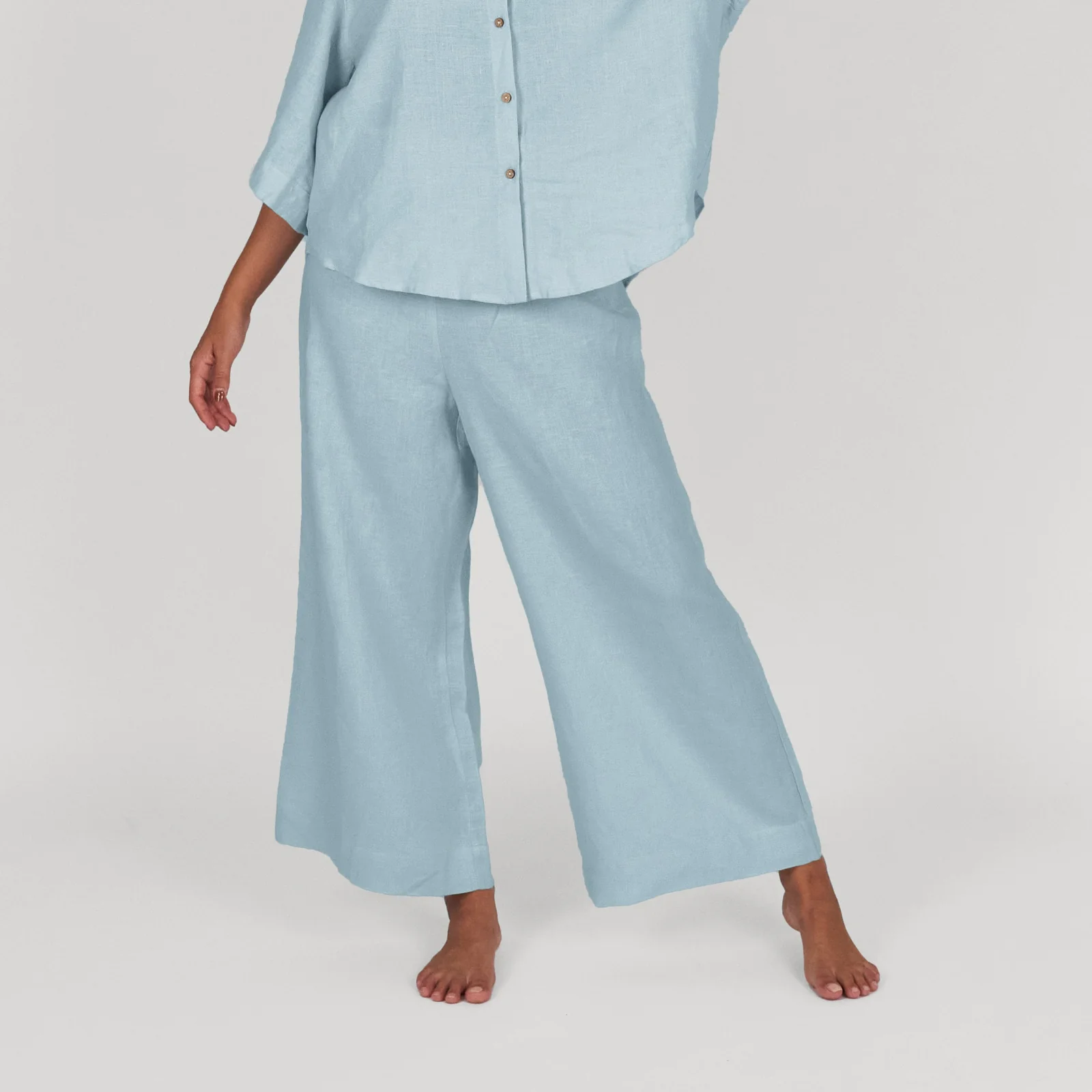 French Flax Linen Ruby Lounge Set in Sky Blue - Image 6