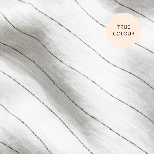 French Flax Linen Flat Sheet in Charcoal Stripe - Image 12