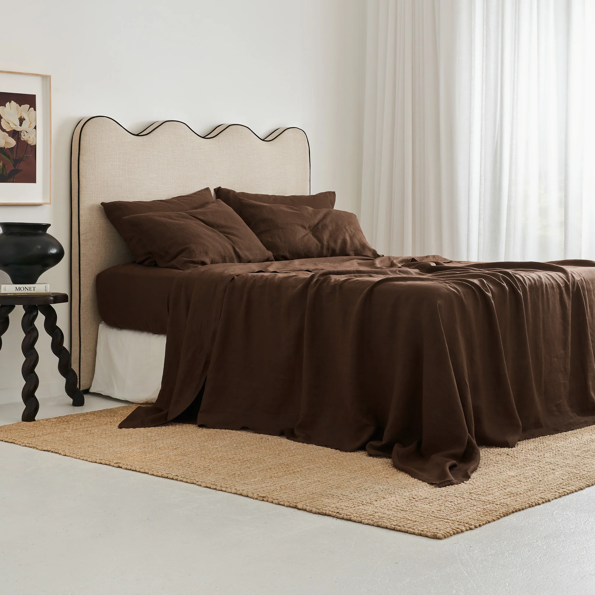 French Flax Linen Sheet Set in Chocolate - Image 2